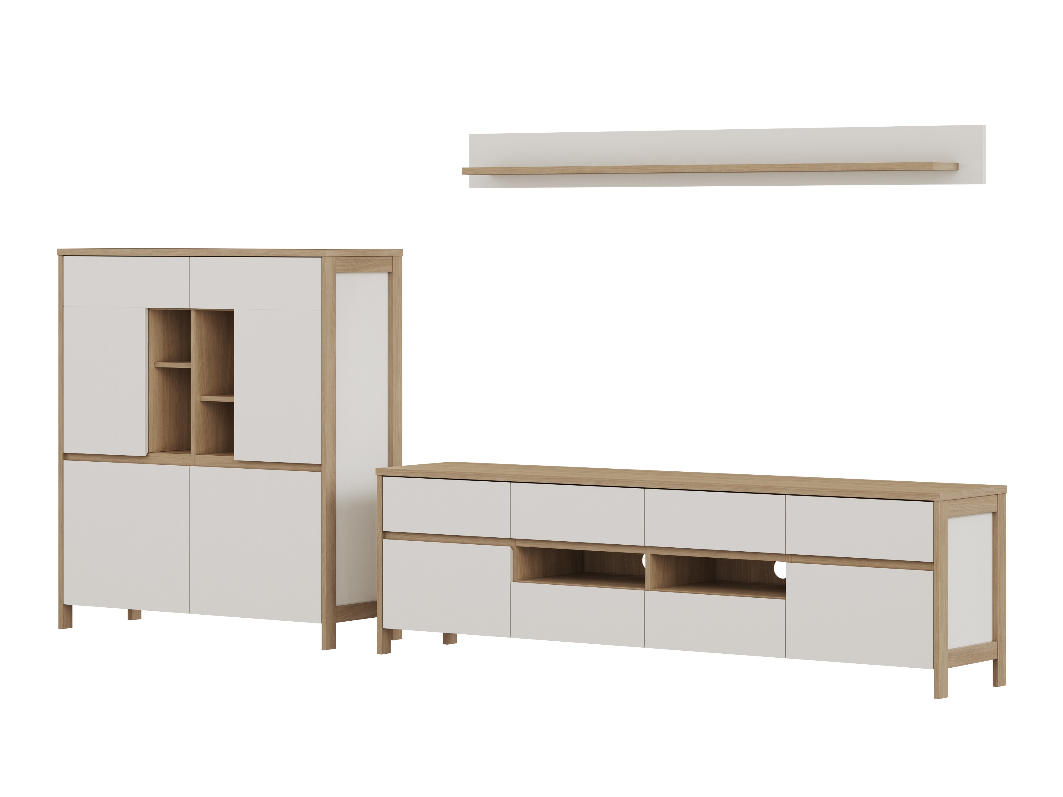 Set za dnevni boravak Fermaru 112 (Bijela + Hrast)