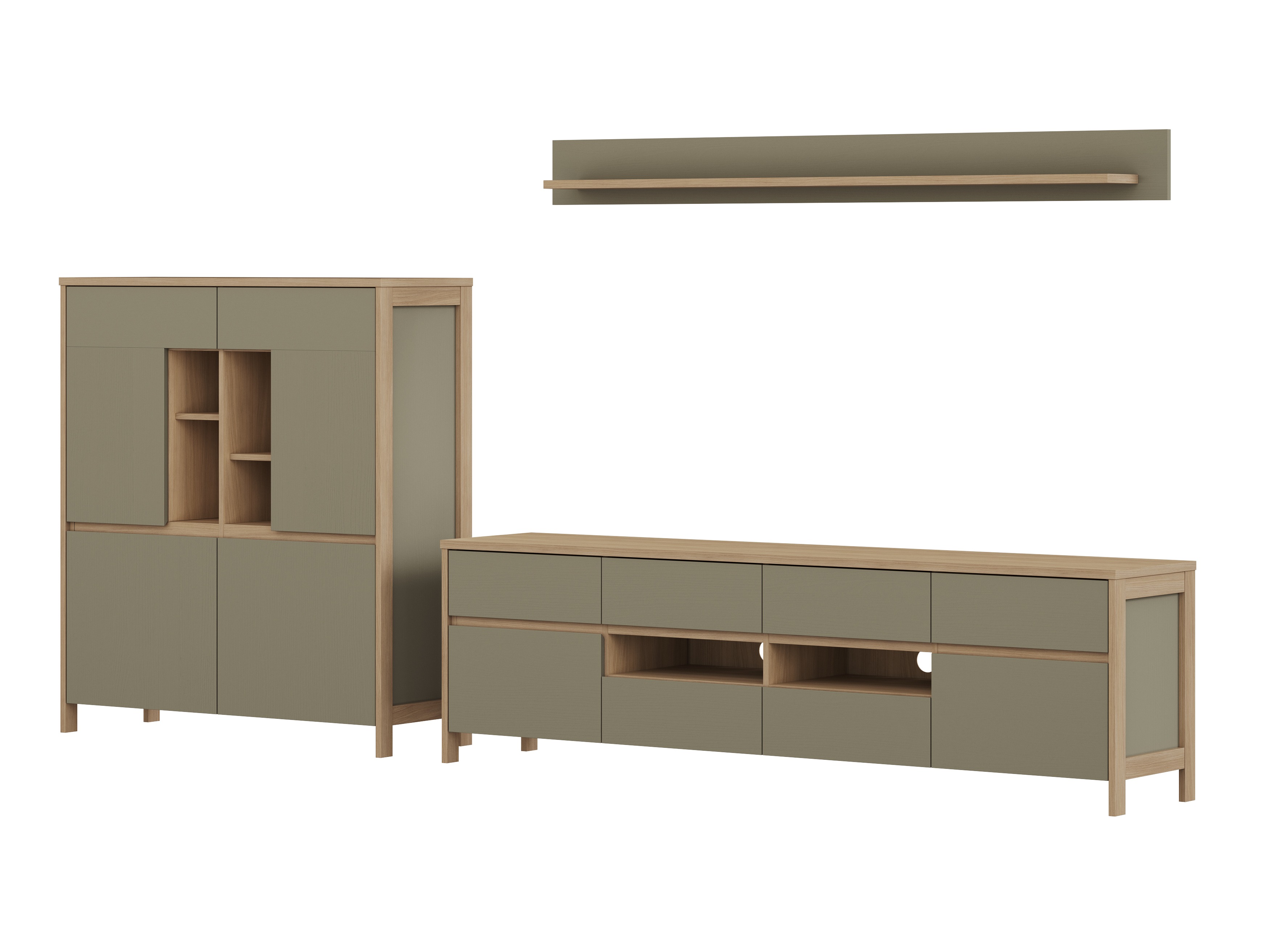 Set za dnevni boravak Fermaru 112 (Zagasito zelena + Hrast)