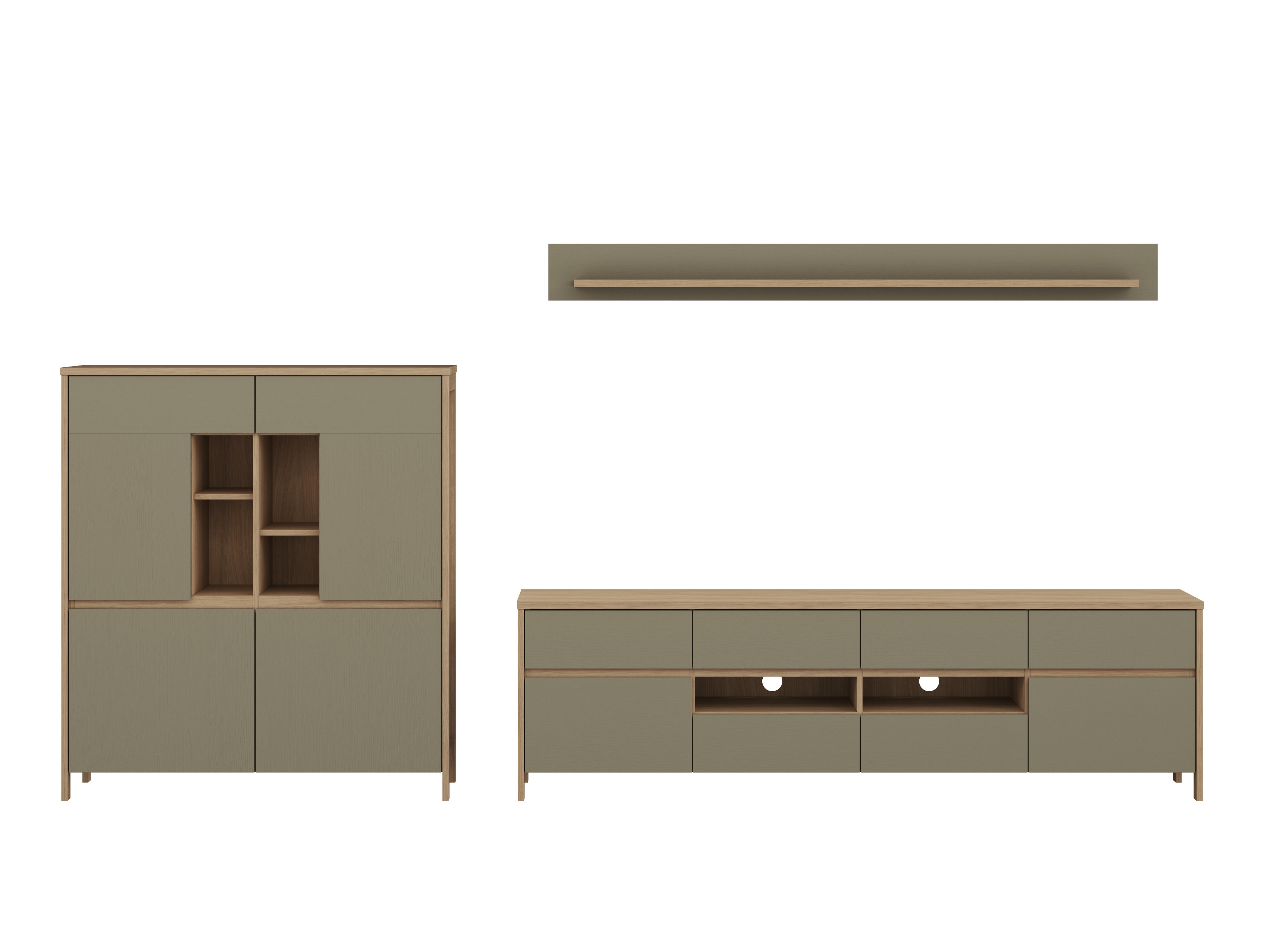 Set za dnevni boravak Fermaru 112 (Zagasito zelena + Hrast)