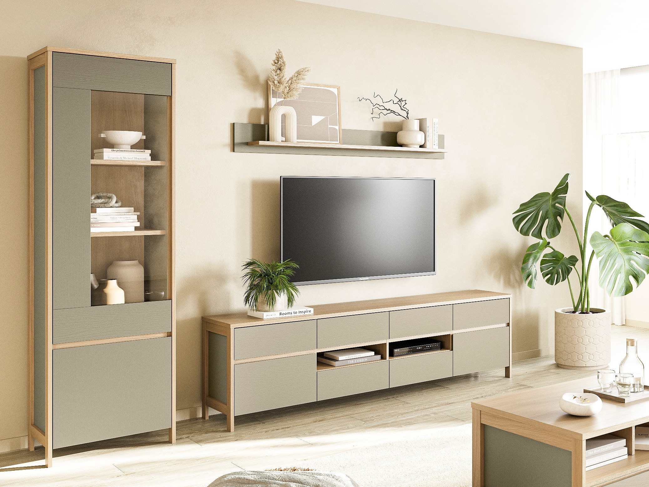 Set za dnevni boravak Fermaru 113 (Zagasito zelena + Hrast)