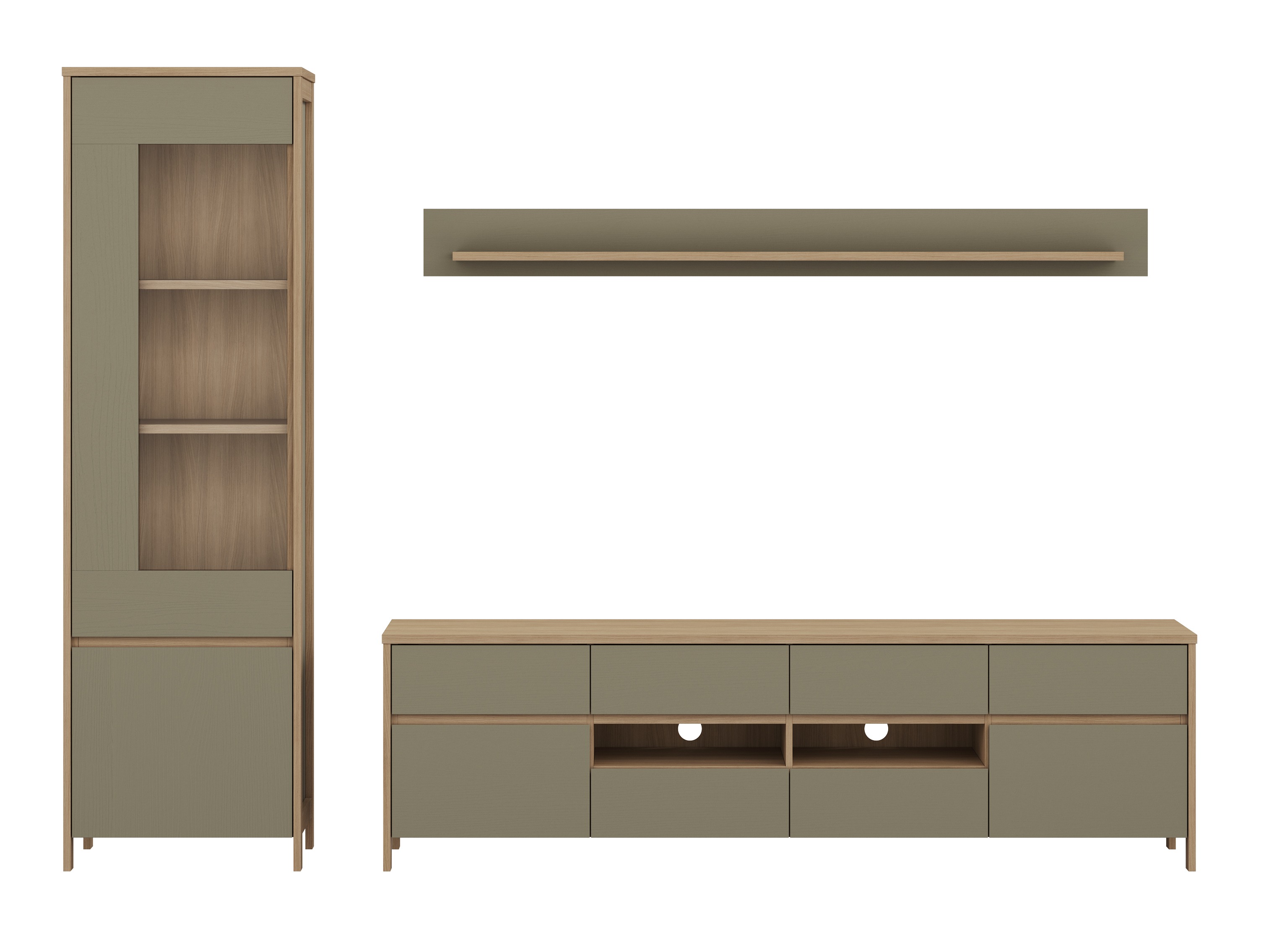 Set za dnevni boravak Fermaru 113 (Zagasito zelena + Hrast)