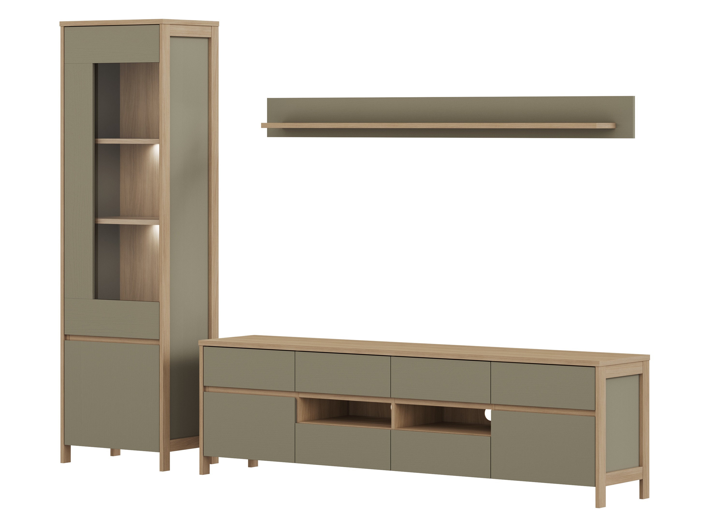 Set za dnevni boravak Fermaru 113 (Zagasito zelena + Hrast)