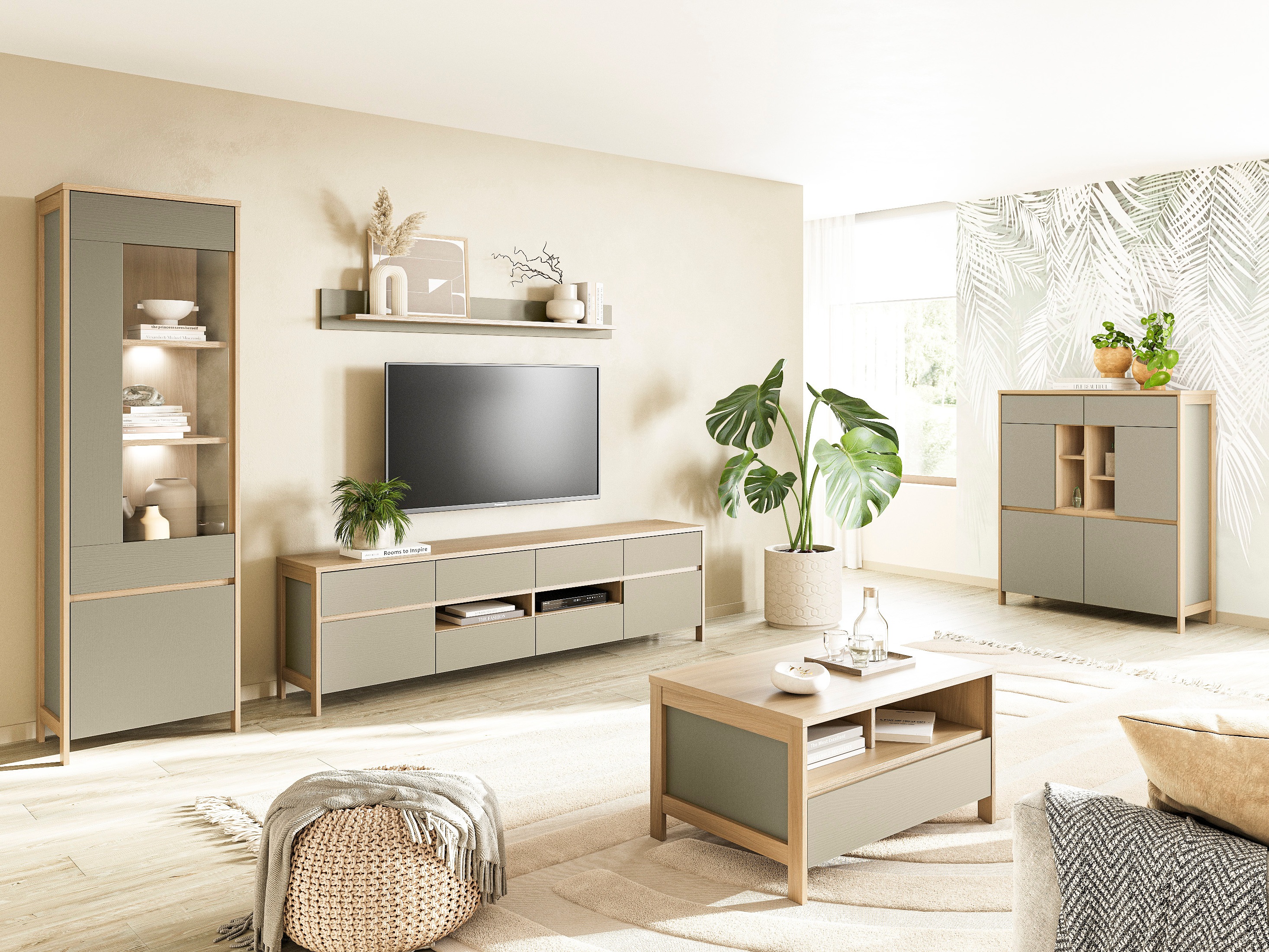 Stolić za kavu Fermaru 107 (Zagasito zelena + Hrast)