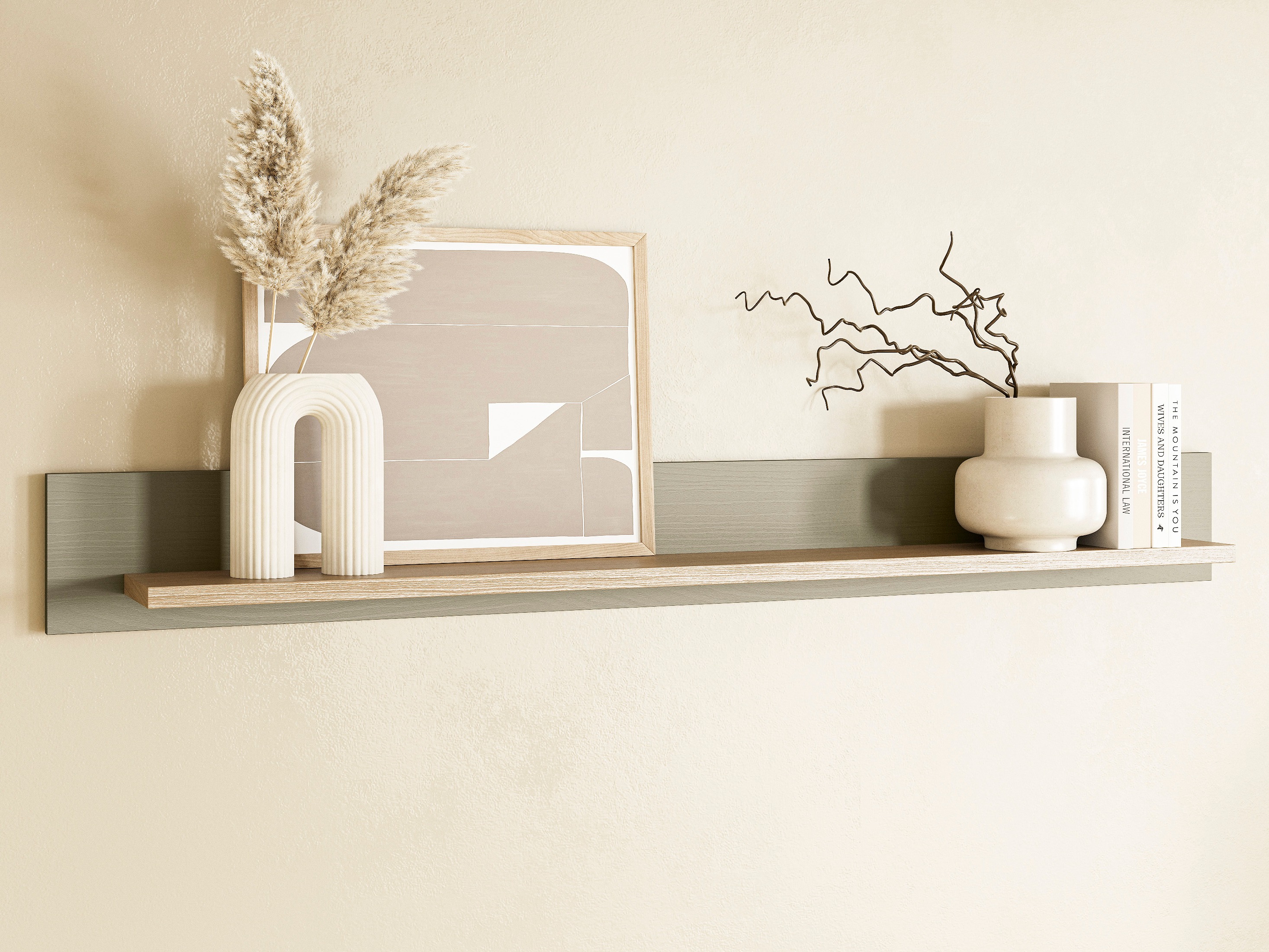 Zidna polica Fermaru 109 (Zagasito zelena + Hrast)