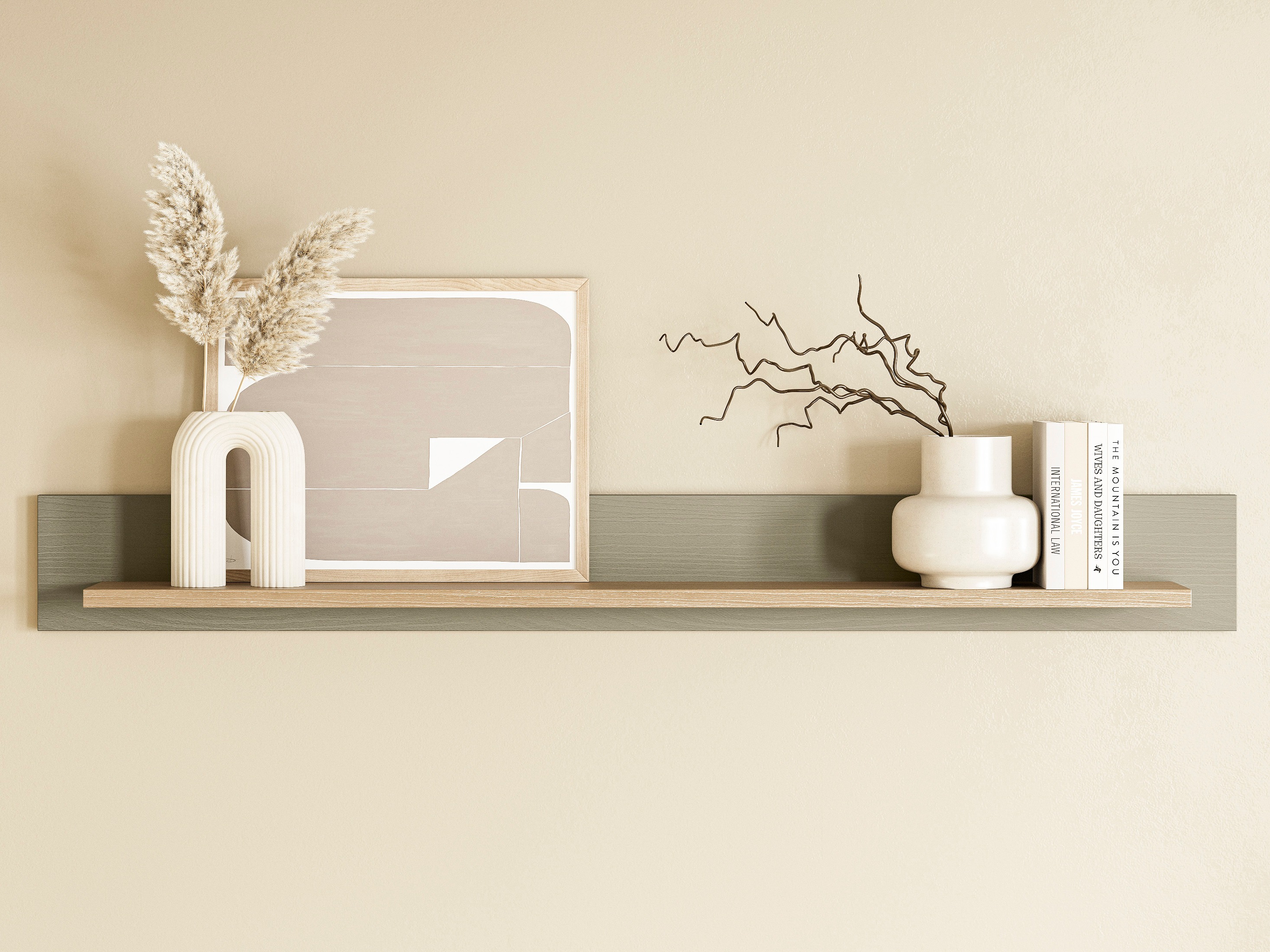 Zidna polica Fermaru 109 (Zagasito zelena + Hrast)