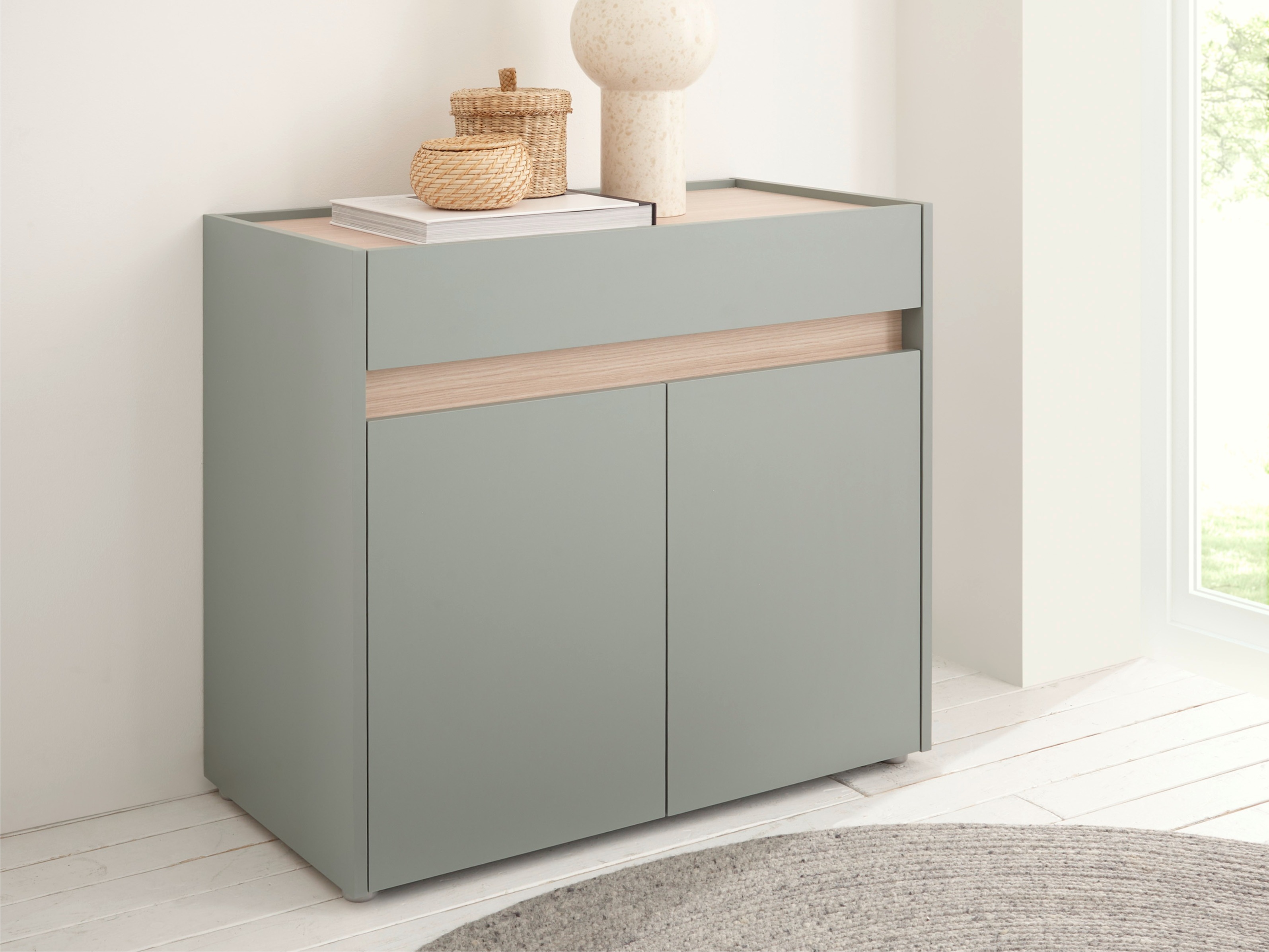 Komoda Elbsori 110 (Zelena + Hrast)