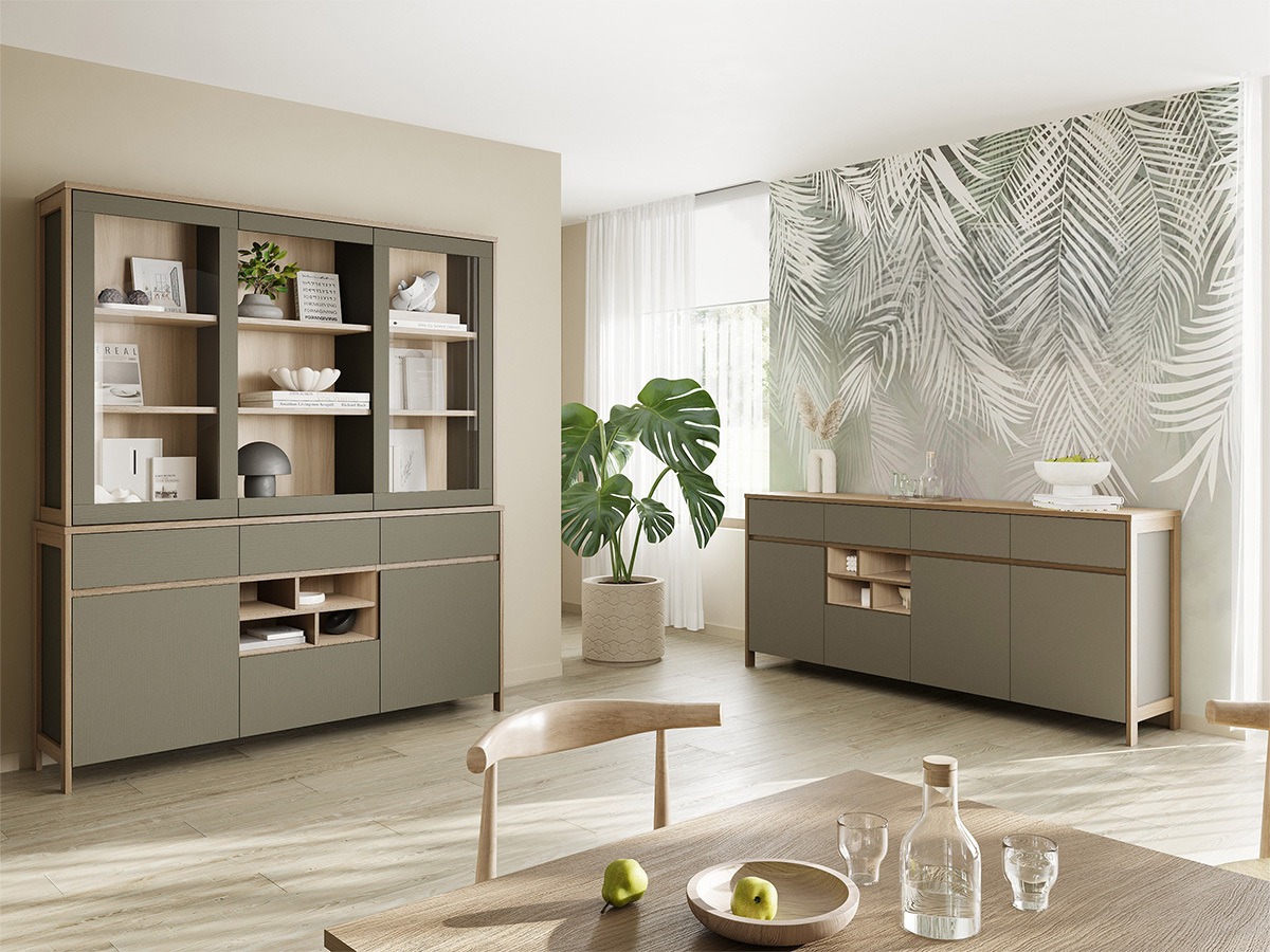 Set namještaja Fermaru 114 (Zagasito zelena + Hrast)