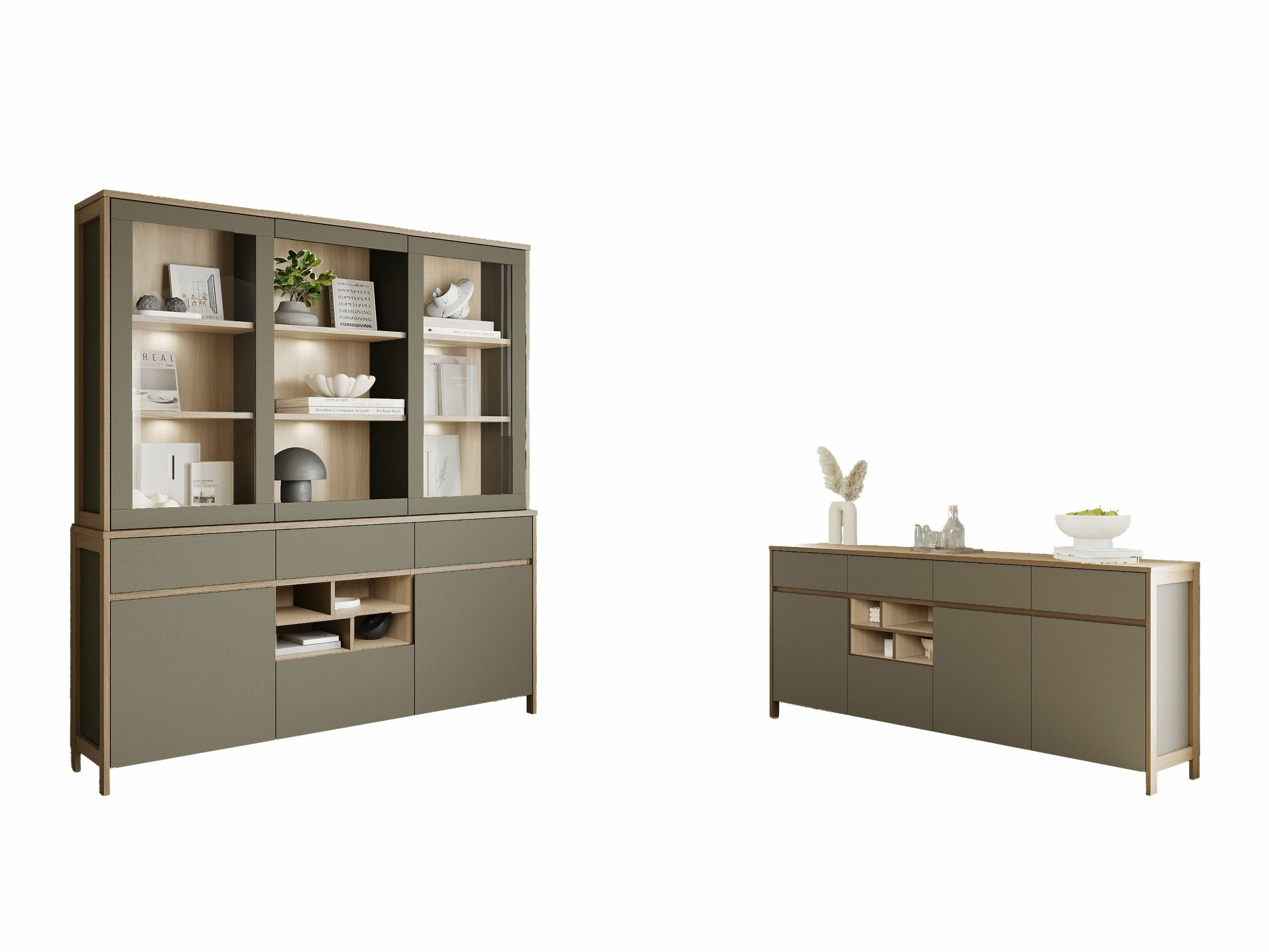 Set namještaja Fermaru 114 (Zagasito zelena + Hrast)