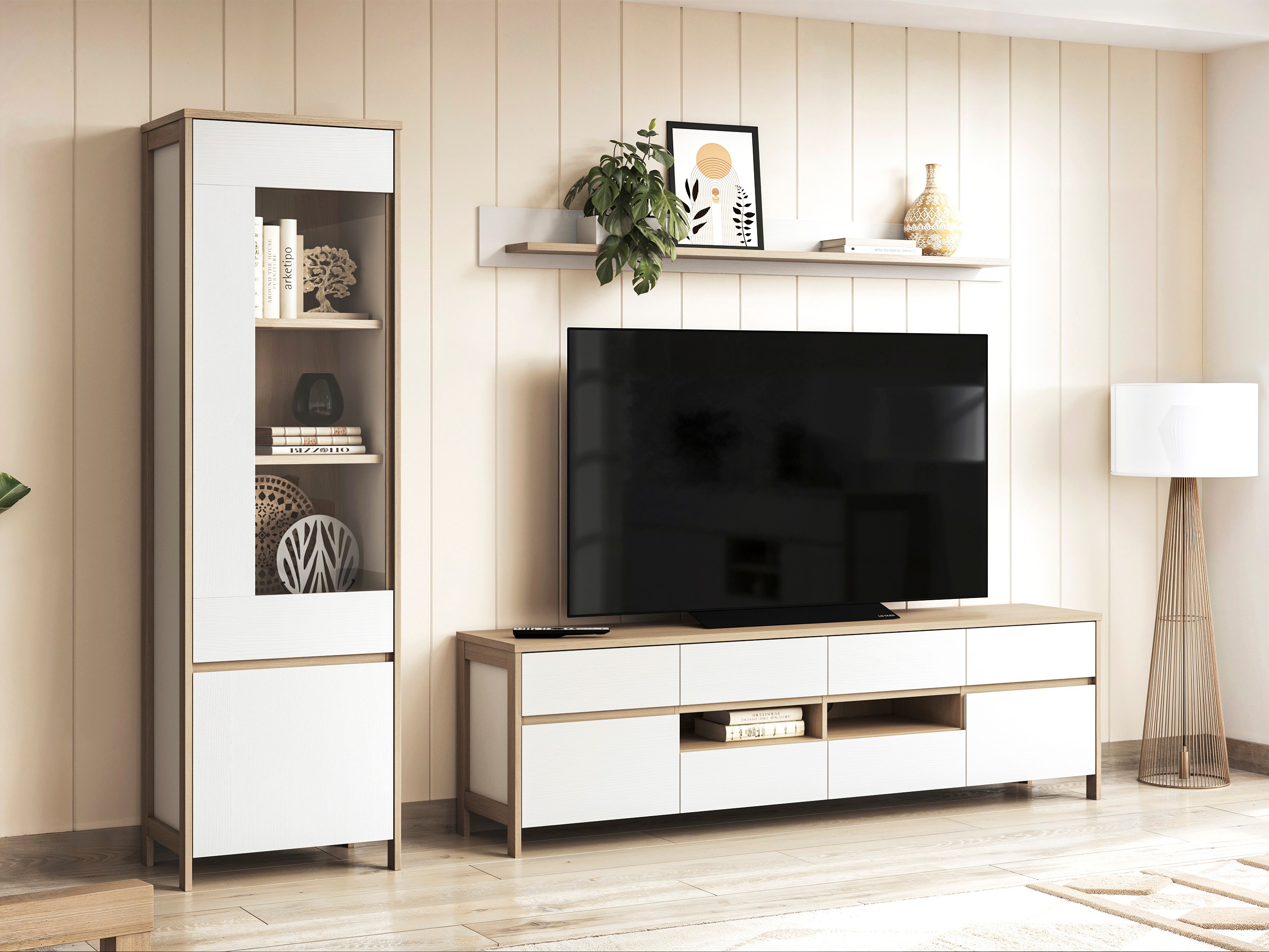 Set za dnevni boravak Fermaru 113 (Bijela + Hrast)