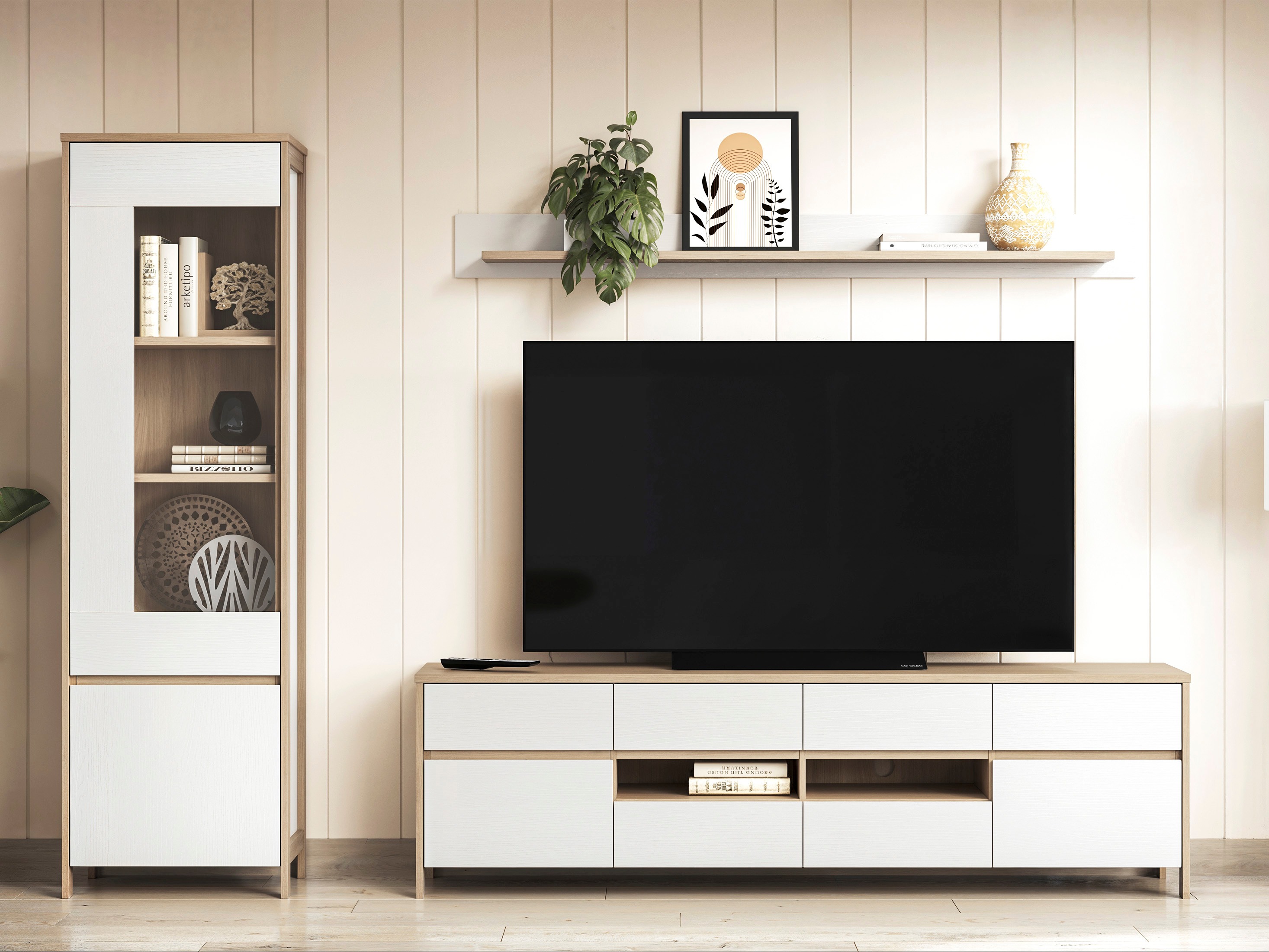 Set za dnevni boravak Fermaru 113 (Bijela + Hrast)