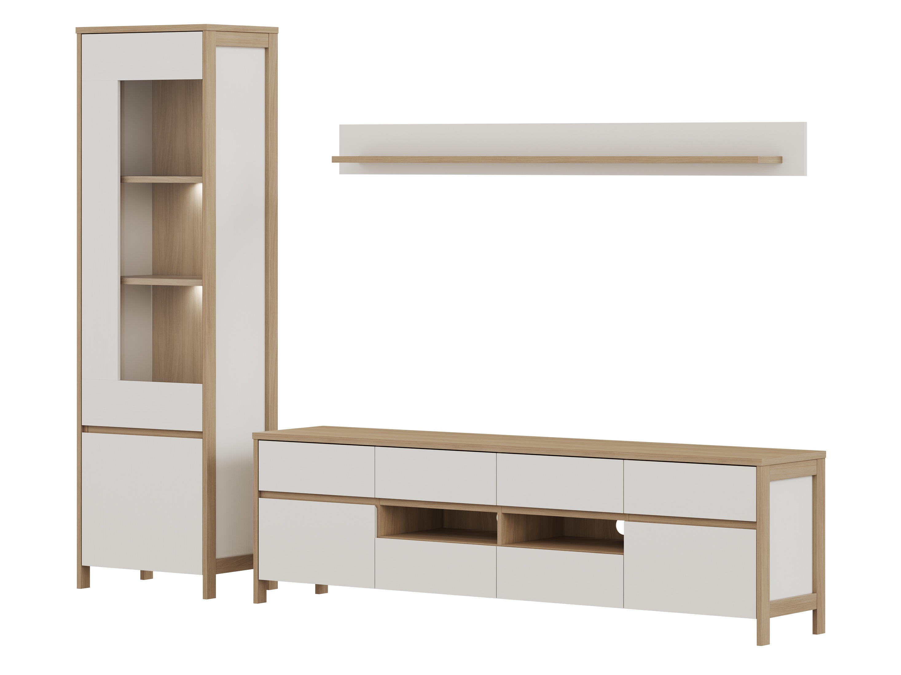 Set za dnevni boravak Fermaru 113 (Bijela + Hrast)