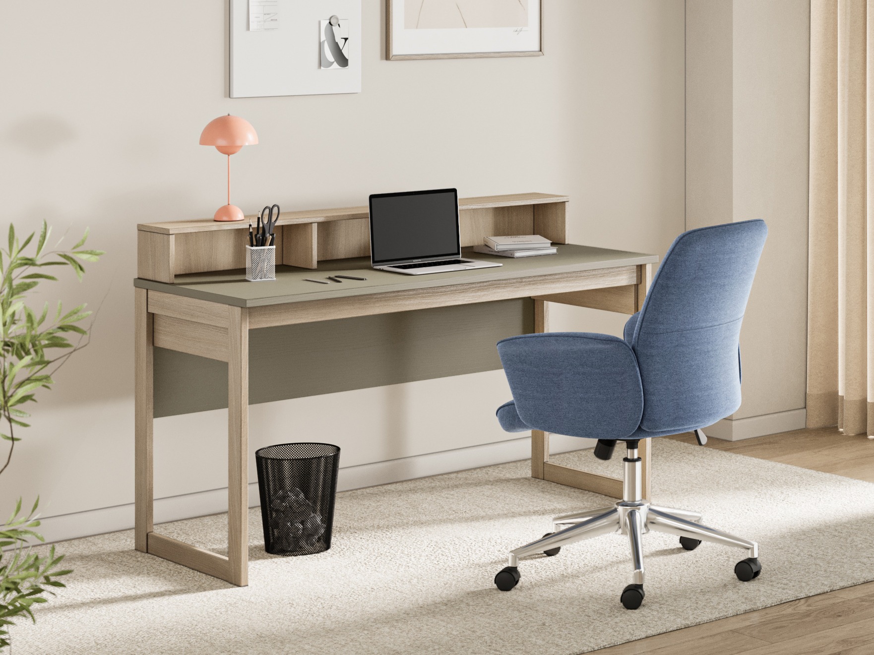 Uredski stol Fermaru 115 (Zagasito zelena + Hrast)