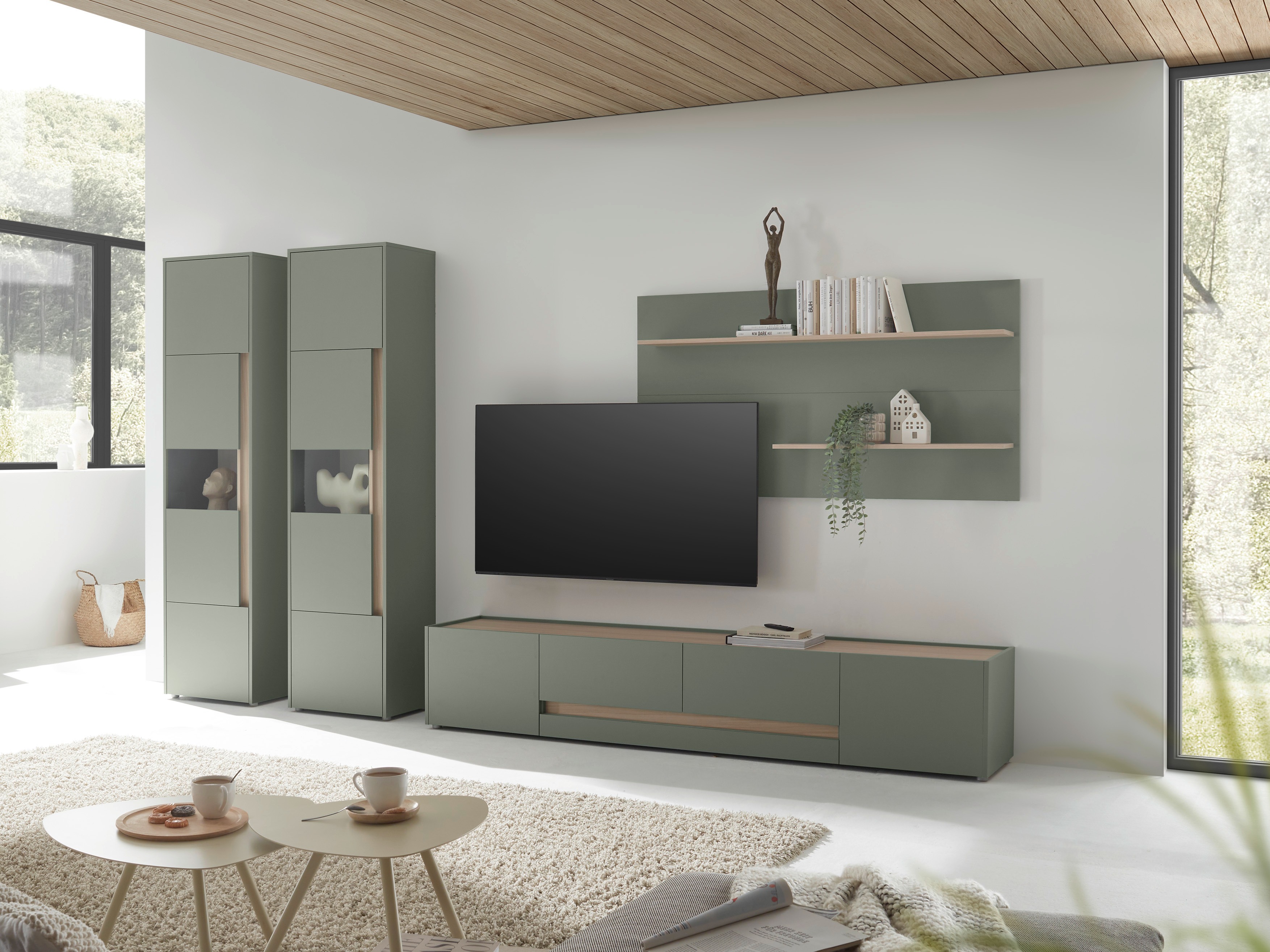 Polica Elbsori 100 (Zelena + Hrast)