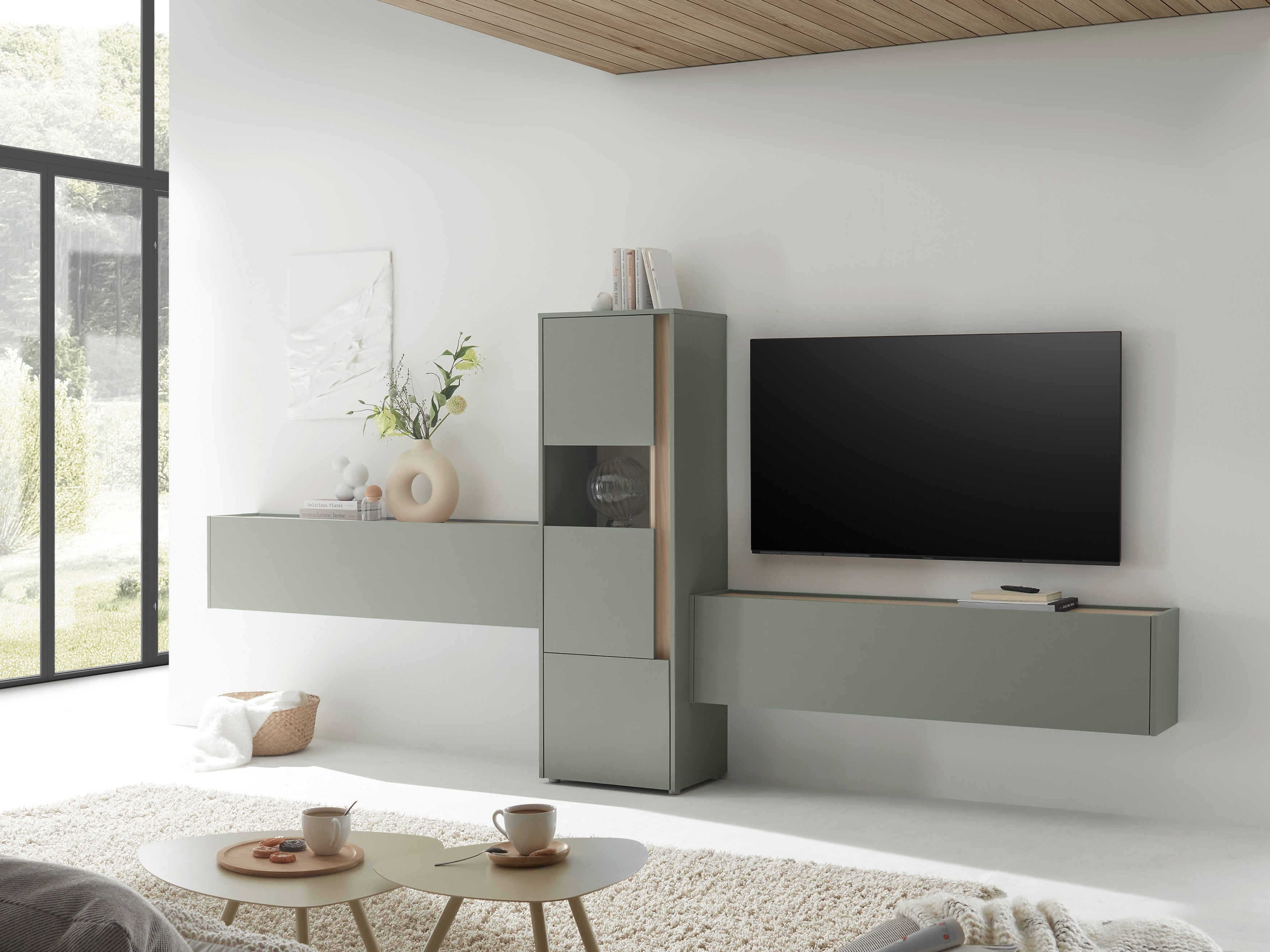 Polica Elbsori 102 (Zelena + Hrast)