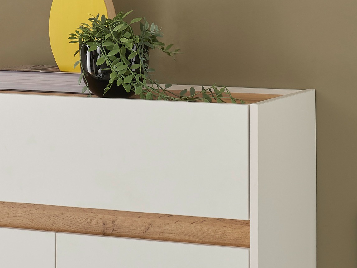 Polica za cipele Elbsori 173 (Bijela + Hrast Wotan)