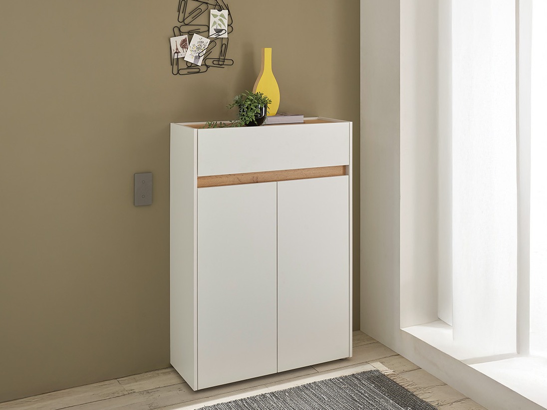 Polica za cipele Elbsori 173 (Bijela + Hrast Wotan)