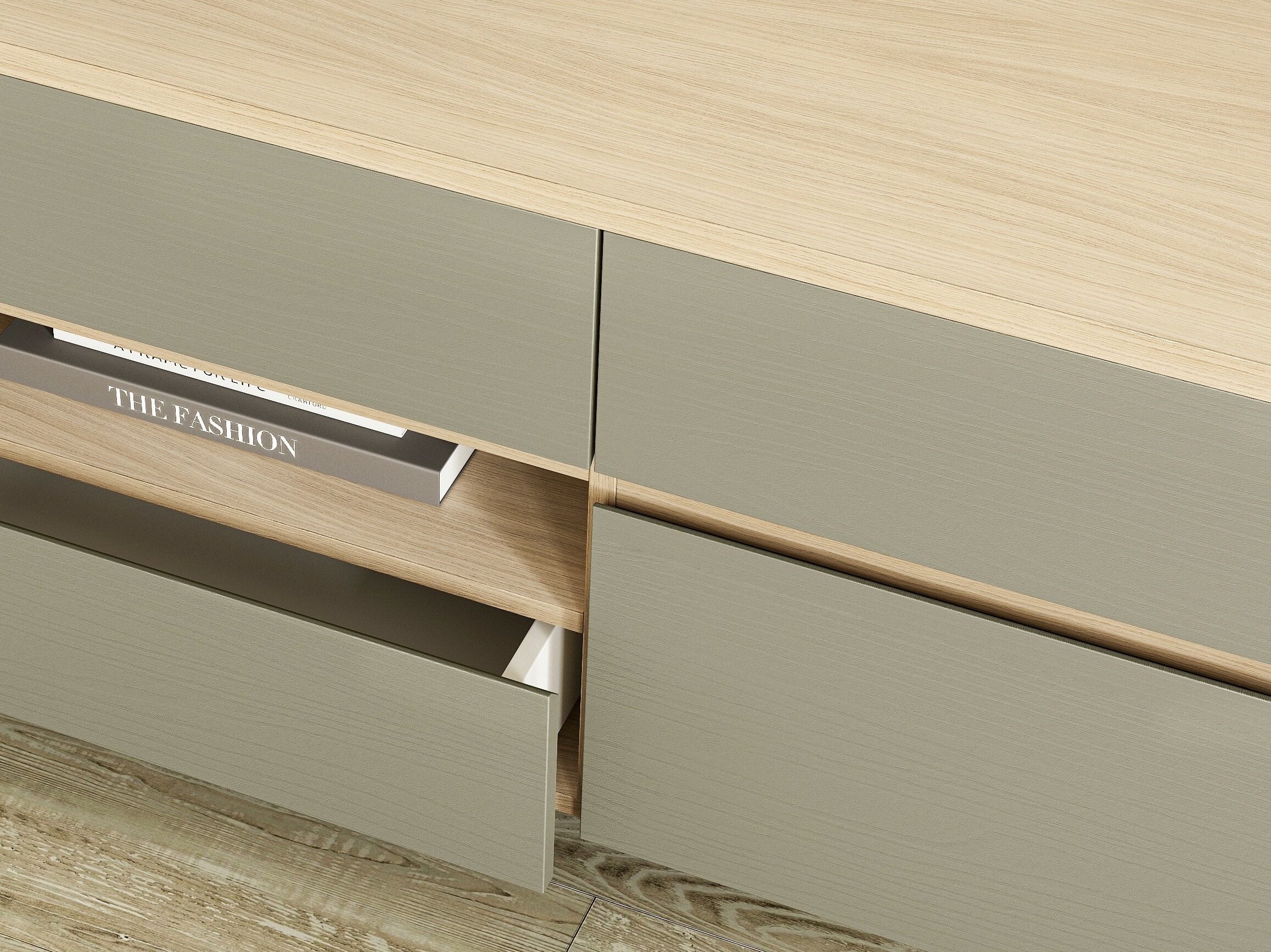 Set za dnevni boravak Fermaru 110 (Zagasito zelena + Hrast)