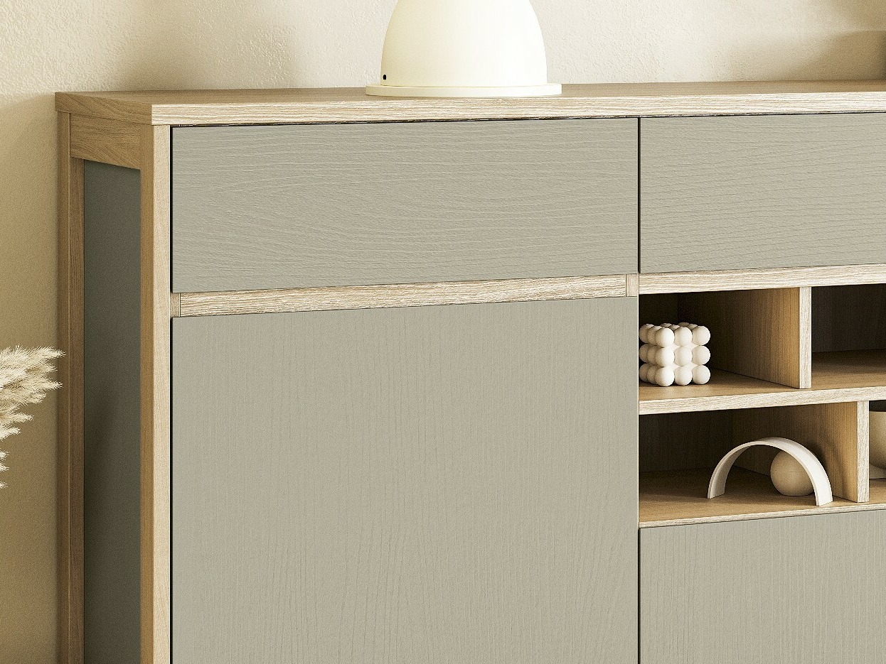 Set za kućni ured Fermaru 116 (Zagasito zelena + Hrast)