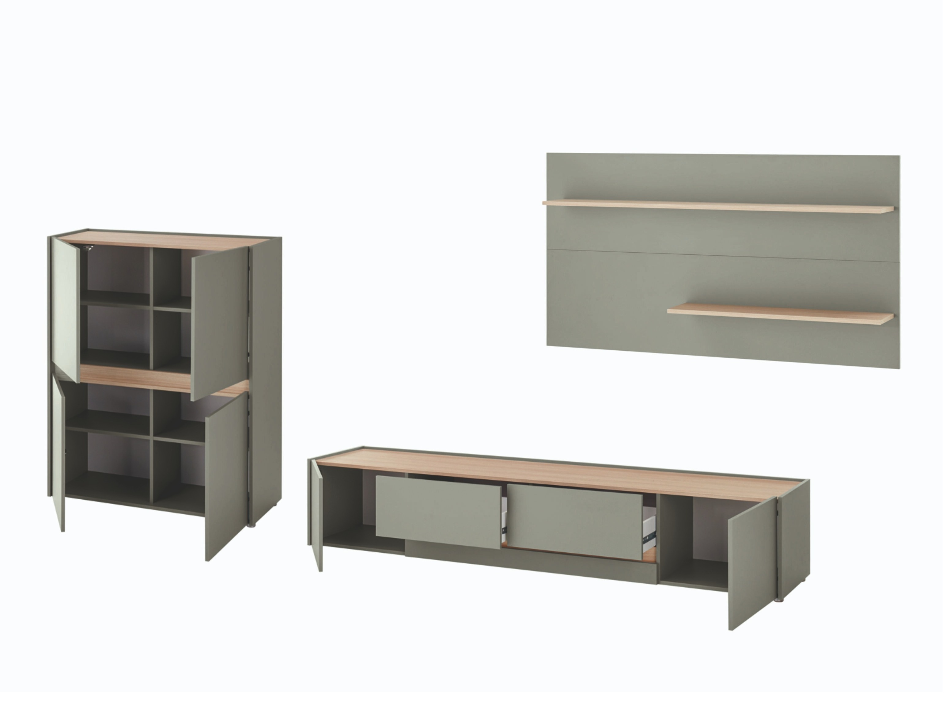 Set za dnevni boravak Elbsori 127 (Zelena + Hrast)