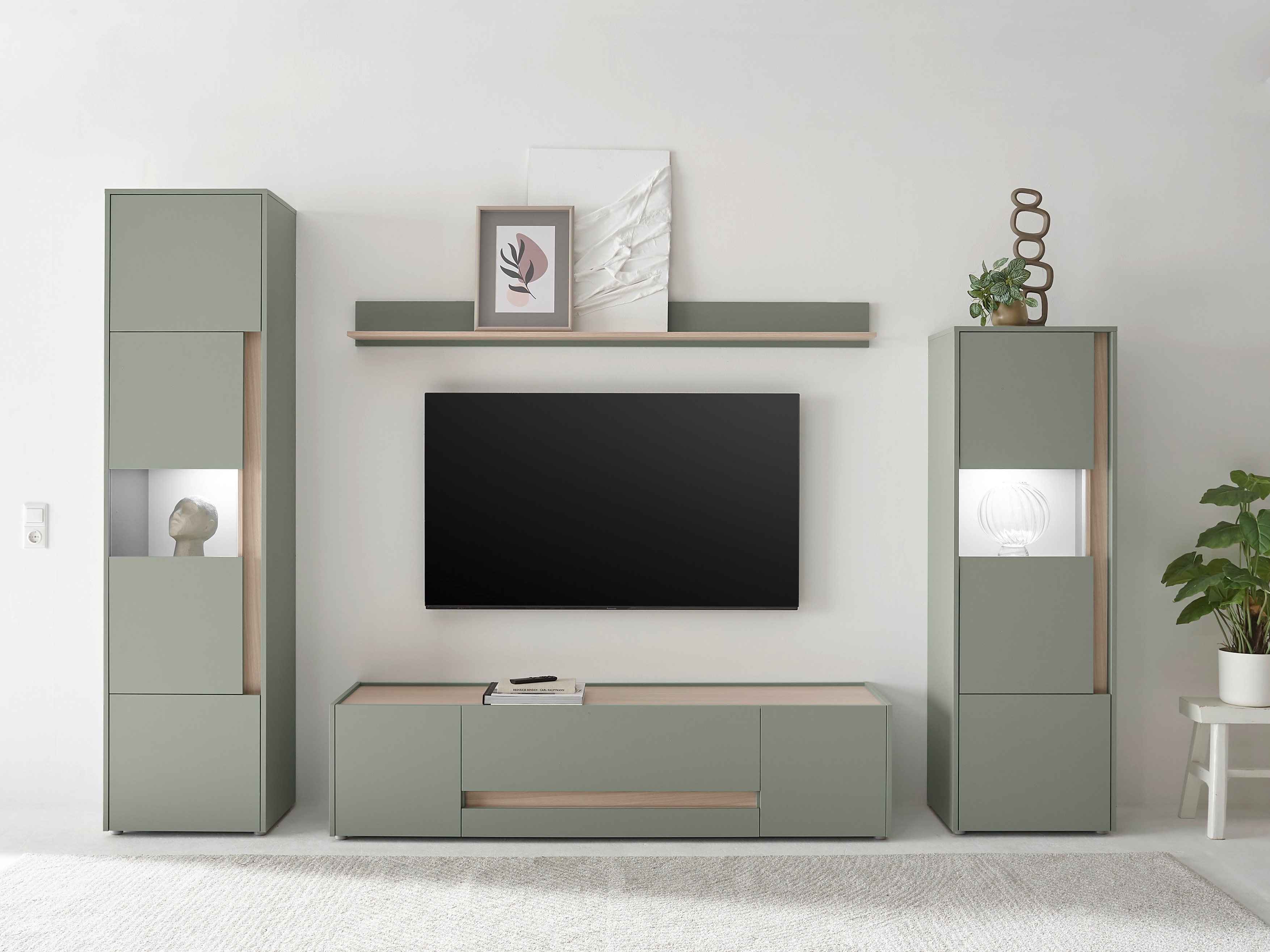 Set za dnevni boravak Elbsori 130 (Zelena + Hrast)