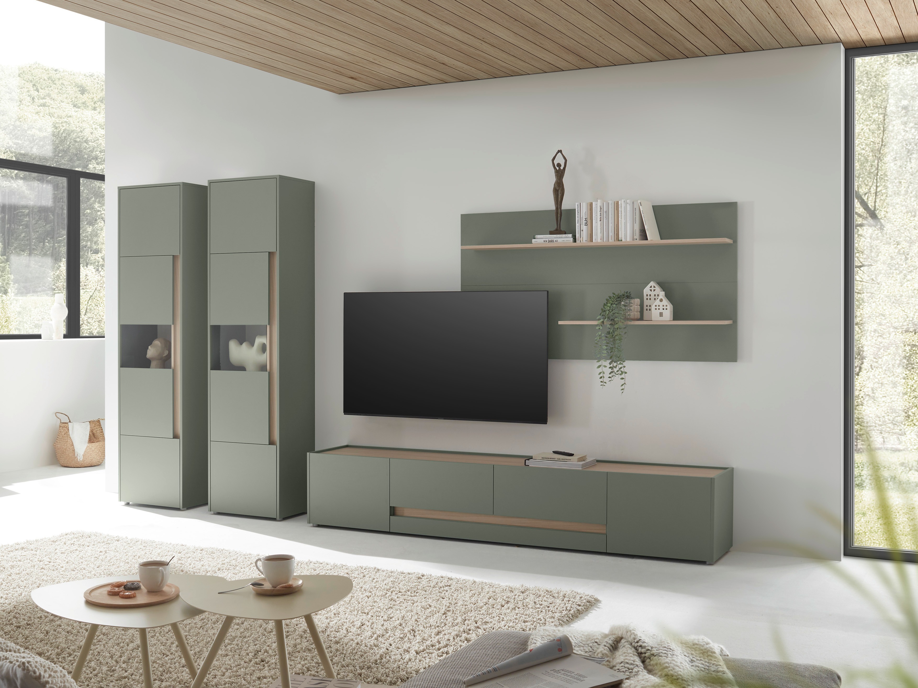 Set za dnevni boravak Elbsori 132 (Zelena + Hrast)