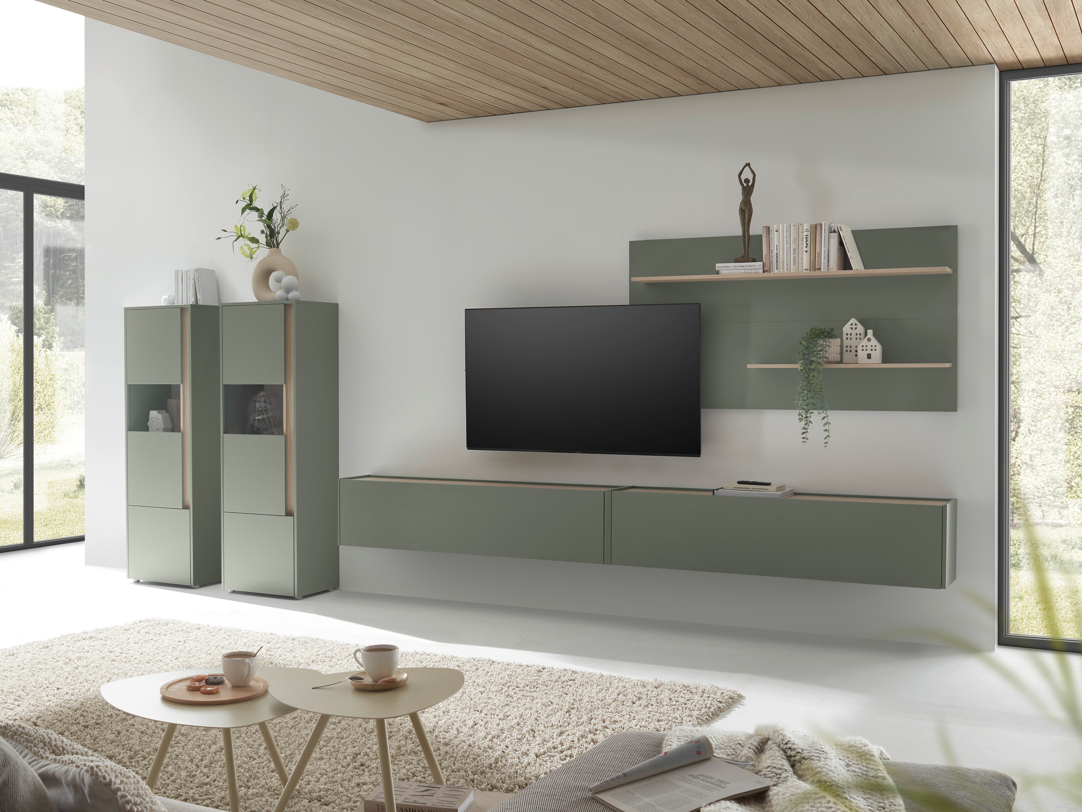 Set za dnevni boravak Elbsori 135 (Zelena + Hrast)