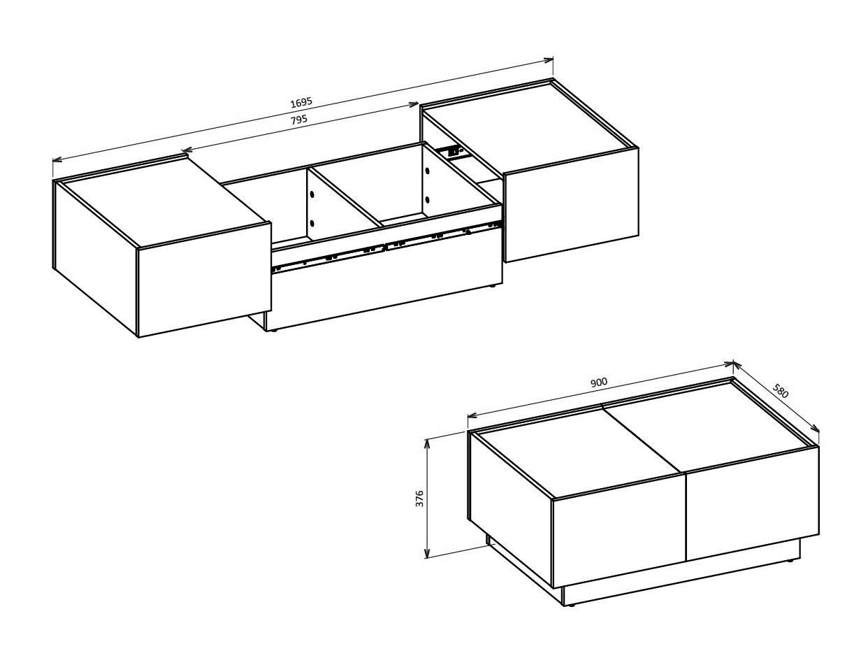 Transformirajući stolić za kavu Austin 380 (Kašmir + Crna)