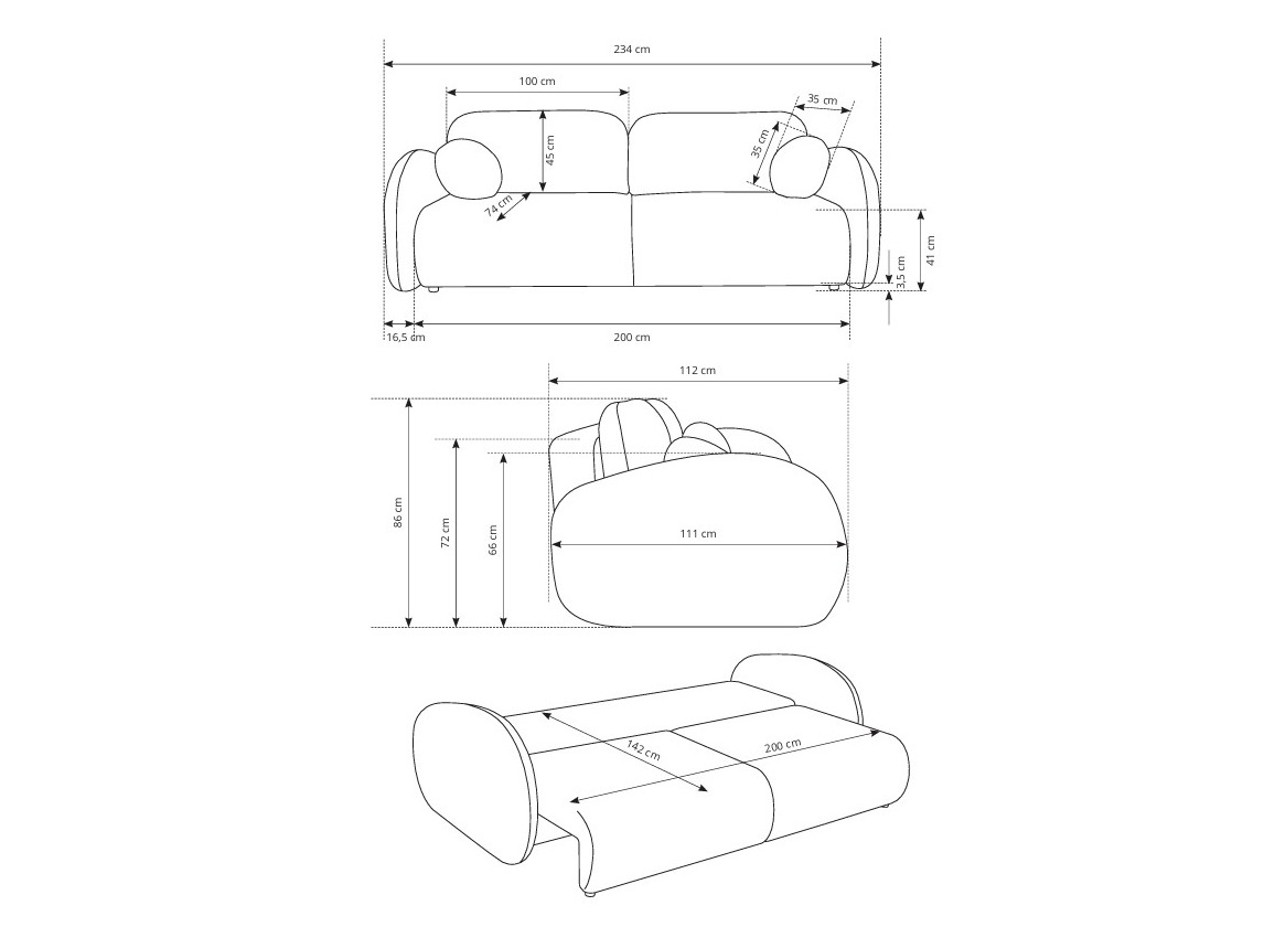 Kauč na razvlačenje Kingston 196 (Cremona 70)