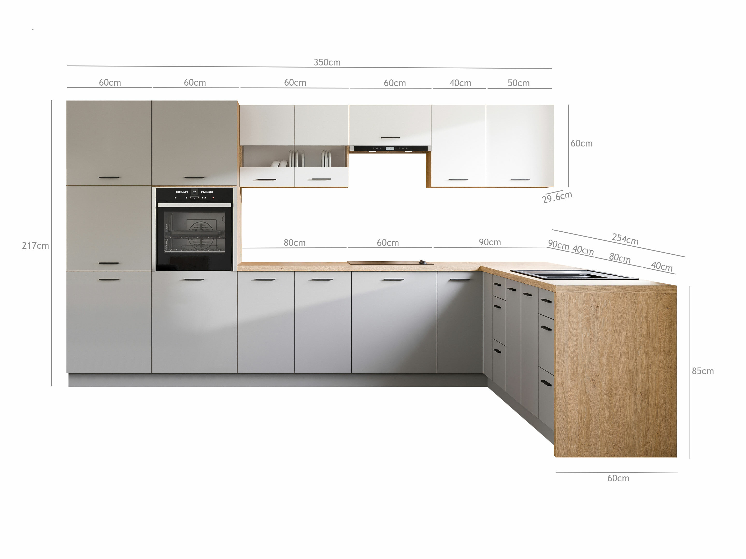 Modularan kuhinjski set Ati White Grey 118
