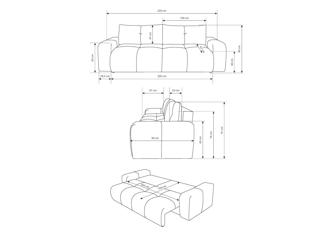 Kauč na razvlačenje Kingston 154 (Curio 60)