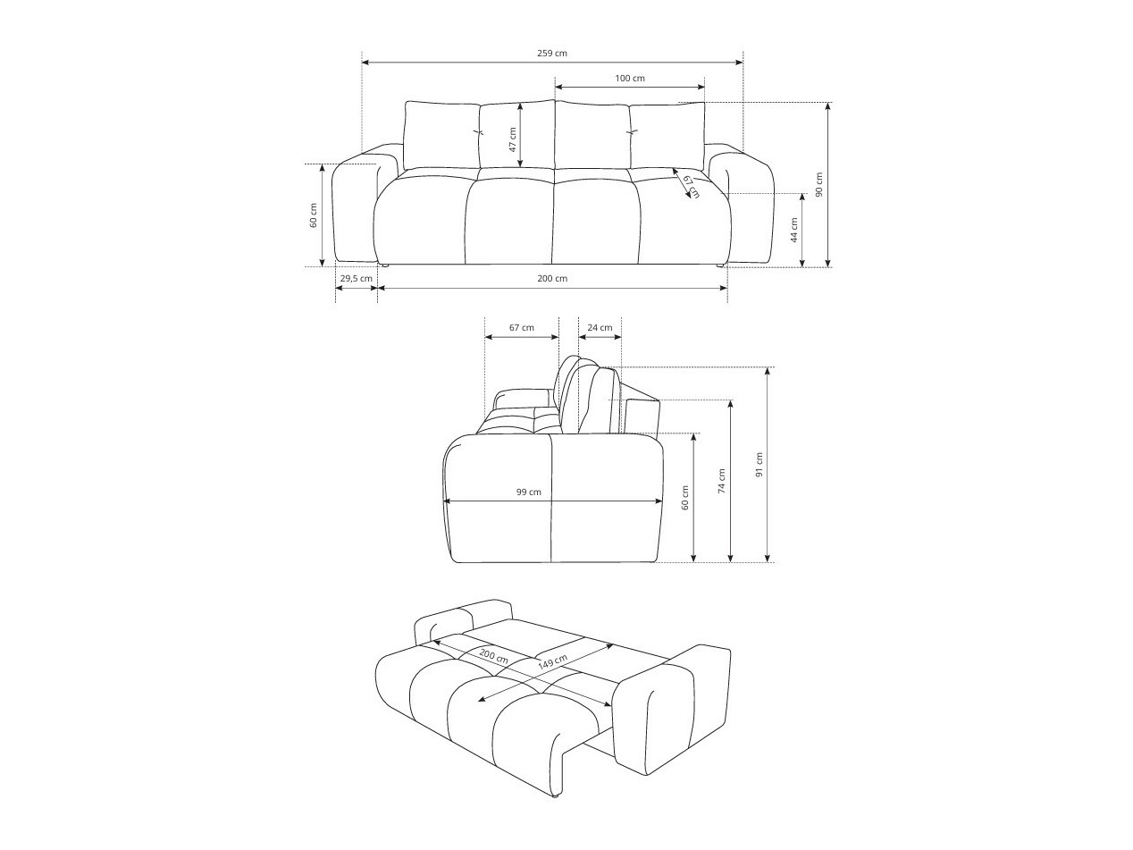 Kauč na razvlačenje Kingston 154 (Curio 83)