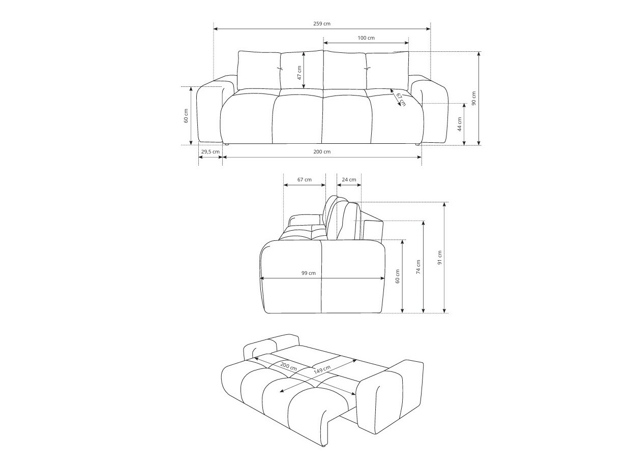 Kauč na razvlačenje Kingston 154 (Flow 02)
