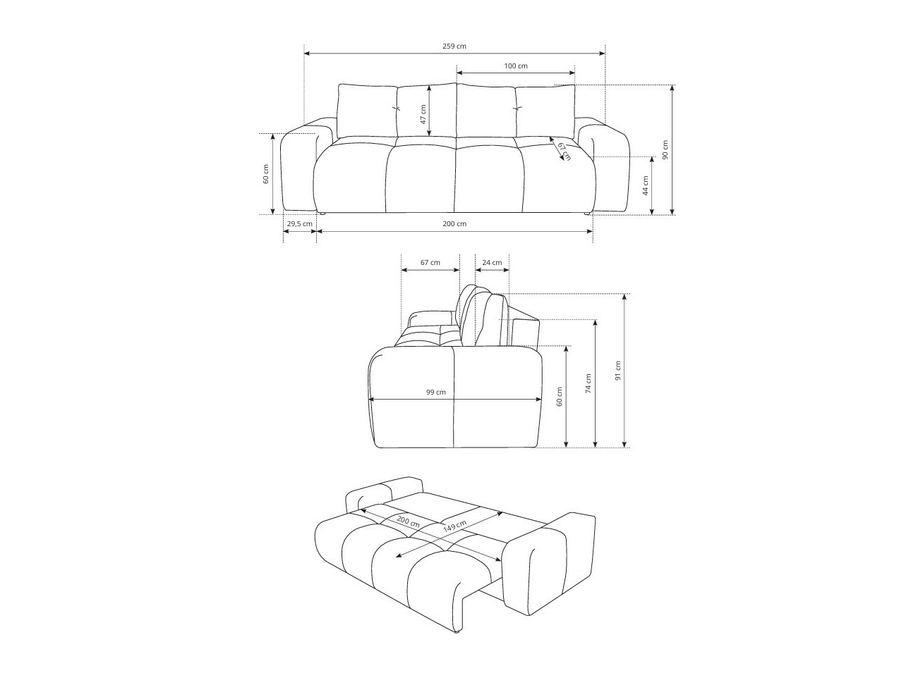 Kauč na razvlačenje Kingston 154 (Flow 22)