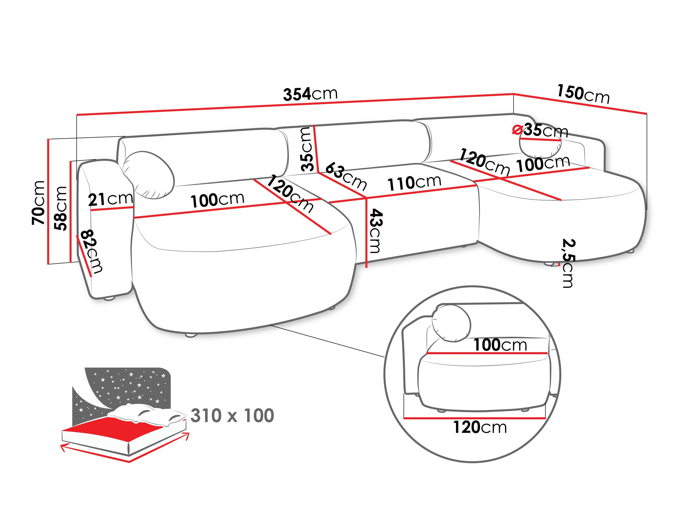 Kutna garnitura Comfivo 480 (Velo 623)