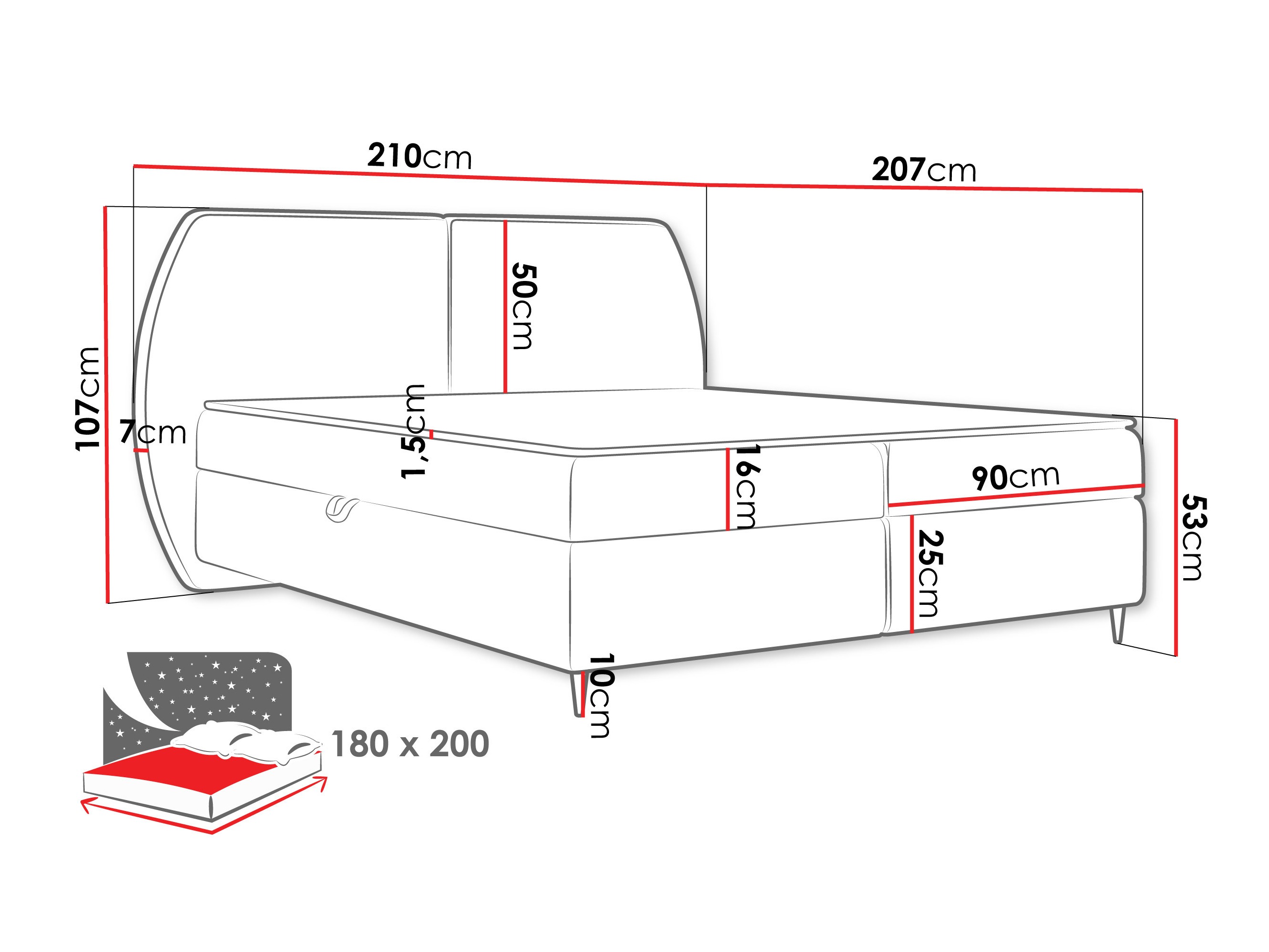 Boxspring krevet Stonecrest 110 (Wave 01)