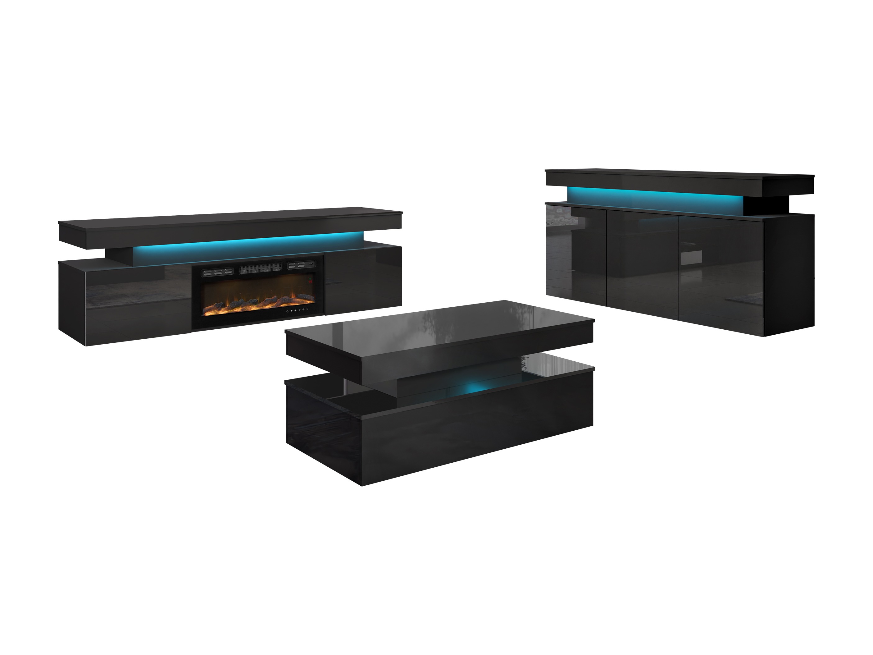 Dnevni boravak Monfero 106 (Crna + Sjajno crna)