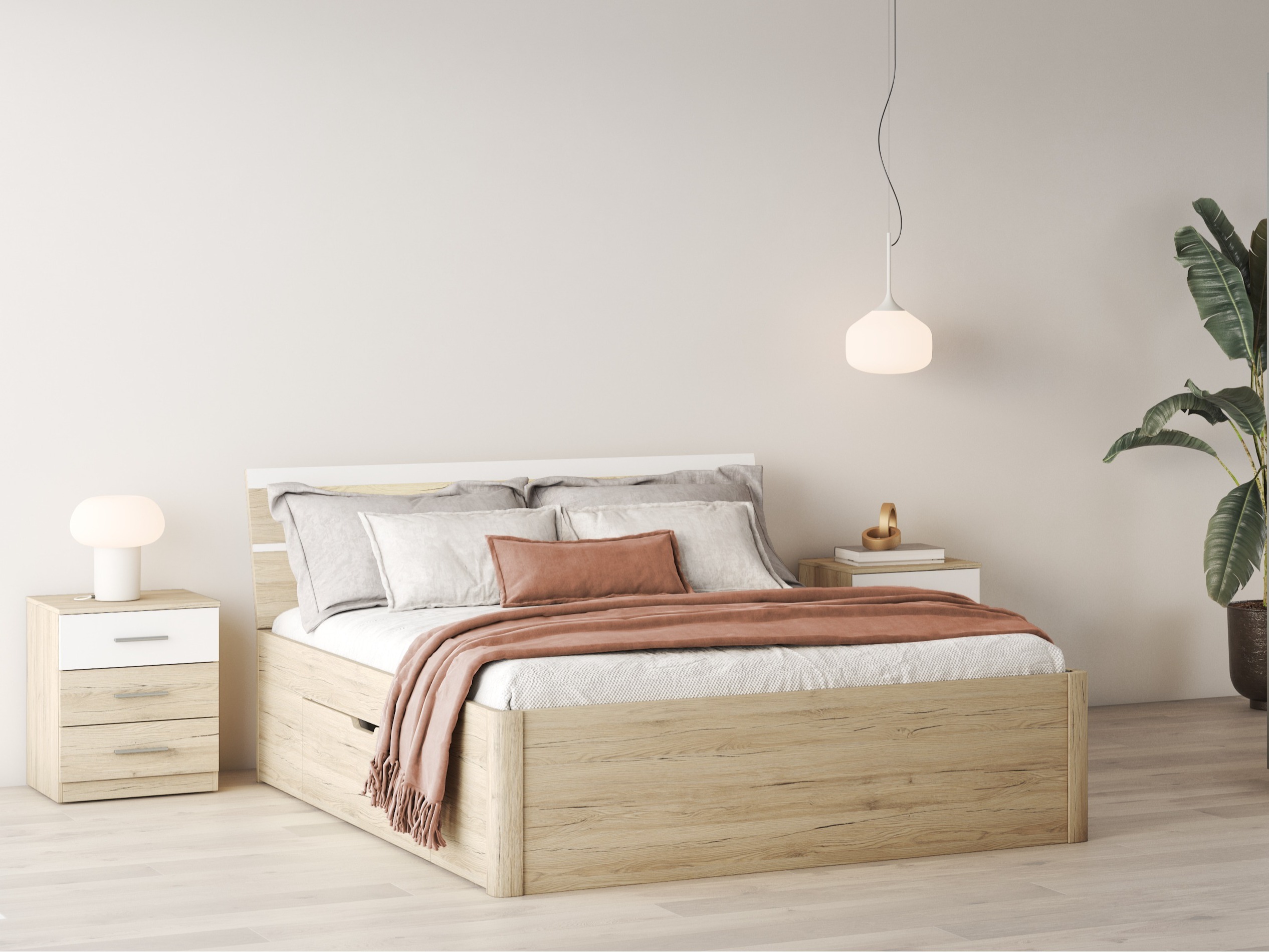 Krevet Melvele 112 (Hrast San Remo + Bijela)