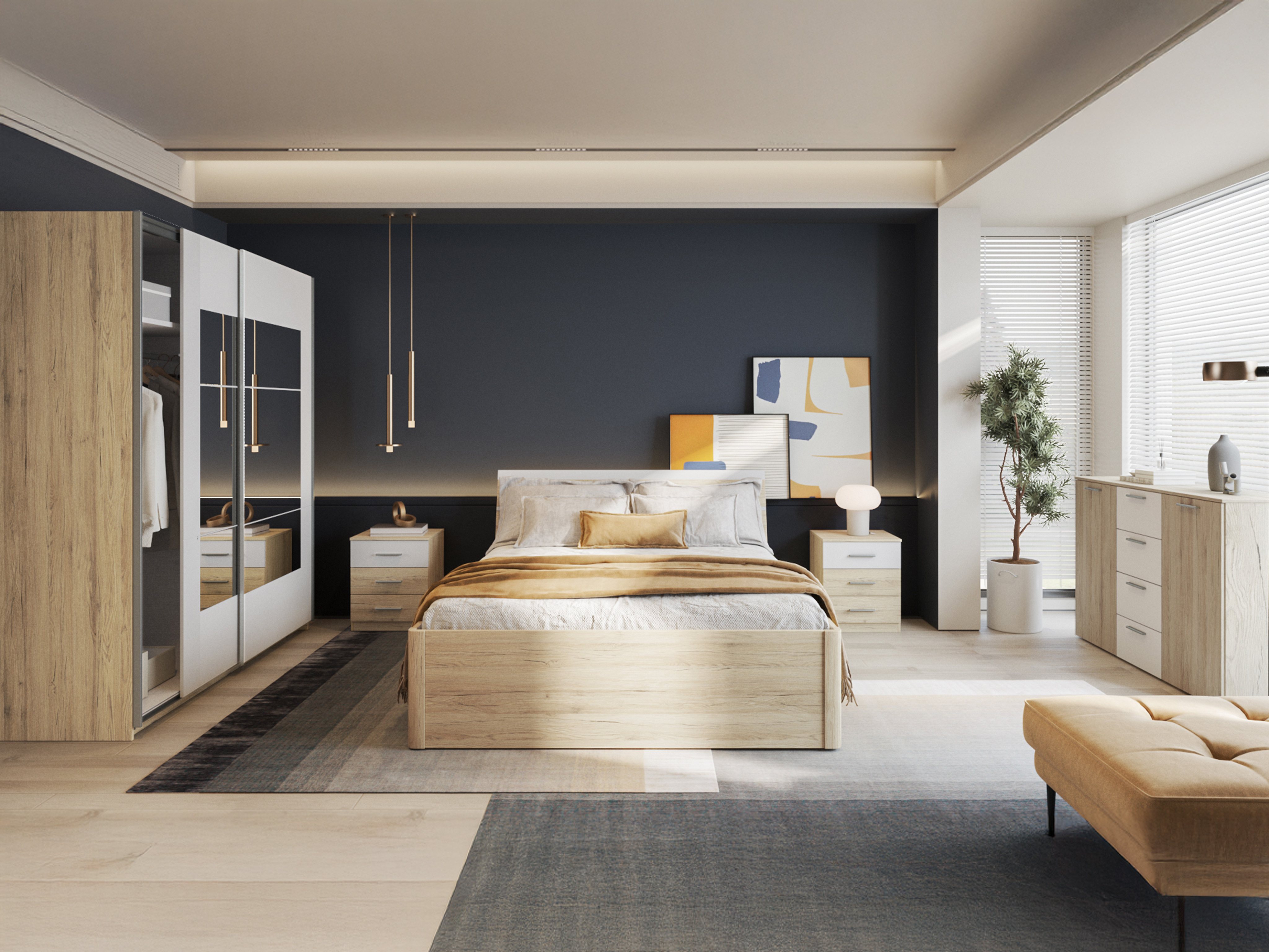 Krevet Melvele 112 (Hrast San Remo + Bijela)