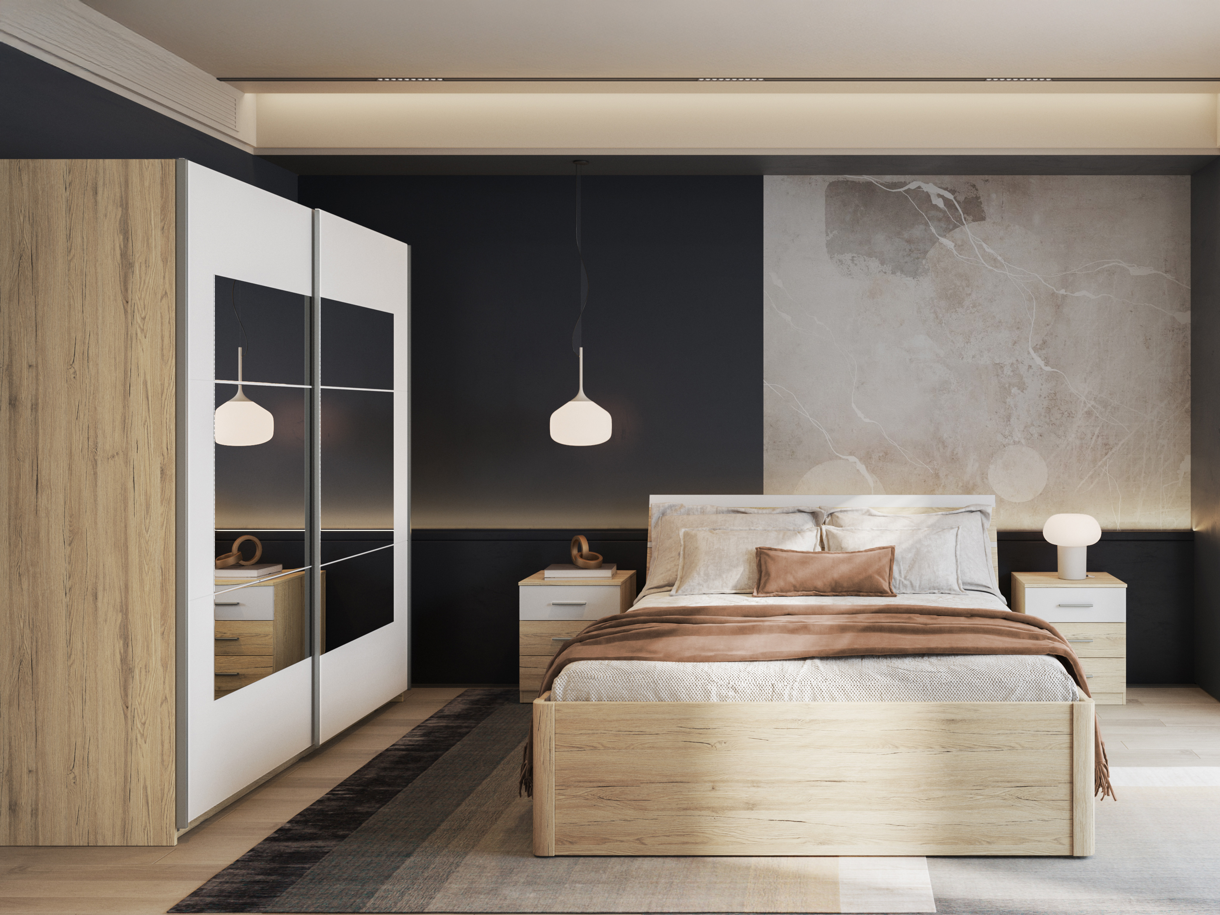 Noćni ormarić Melvele 100 (Hrast San Remo + Bijela)