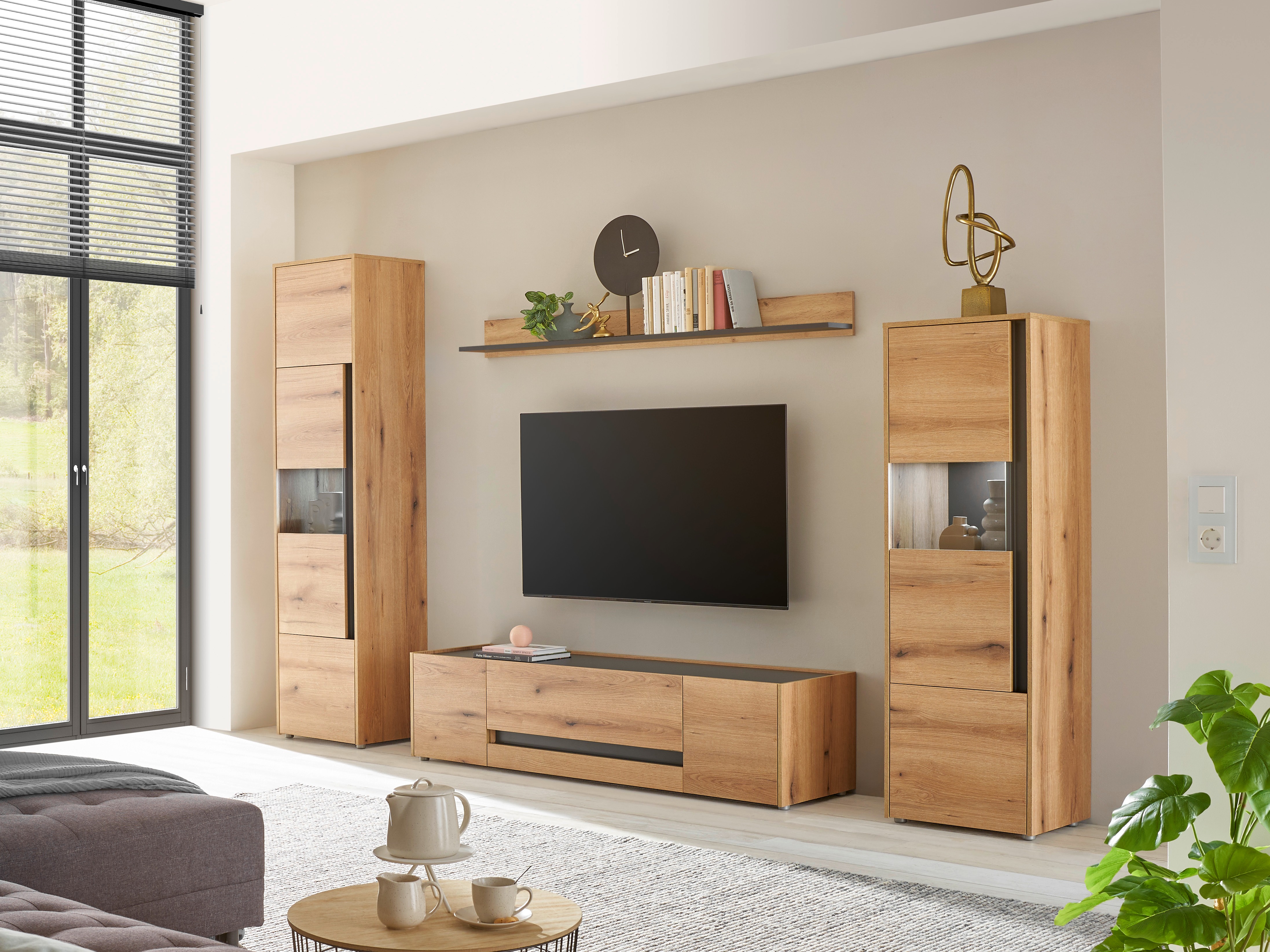 Set za dnevni boravak Elbsori 130 (Hrast + Antracit)