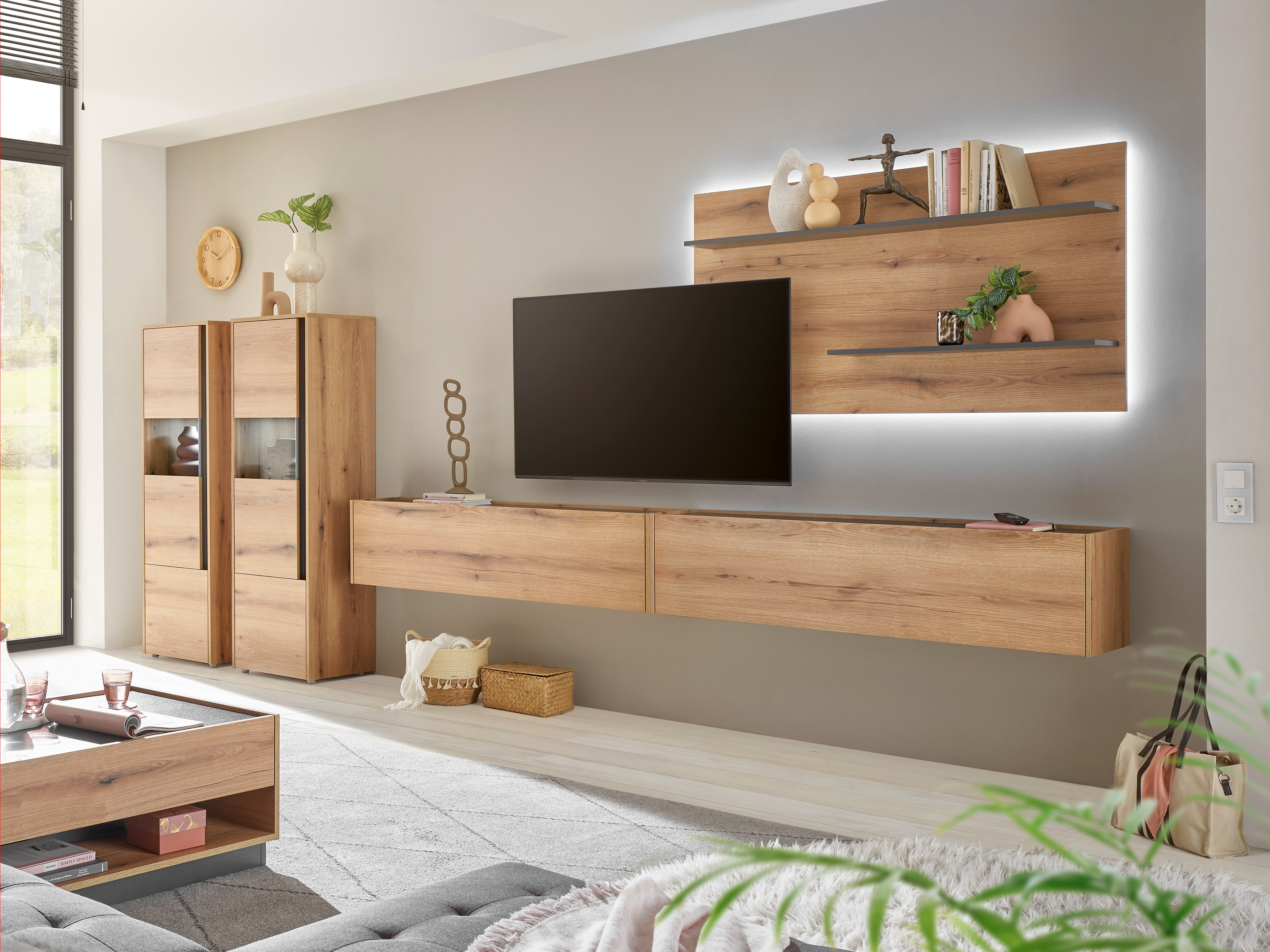 Set za dnevni boravak Elbsori 135 (Hrast + Antracit)