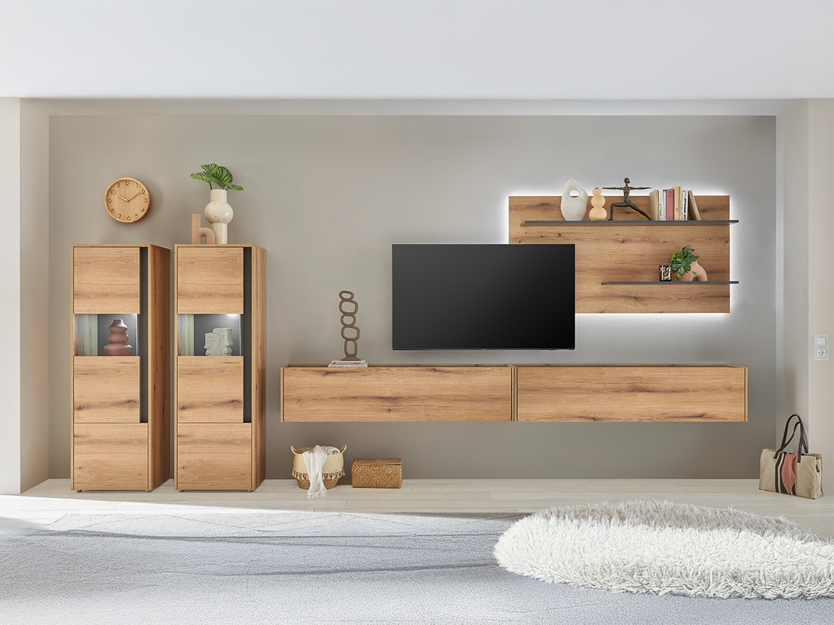 Set za dnevni boravak Elbsori 135 (Hrast + Antracit)