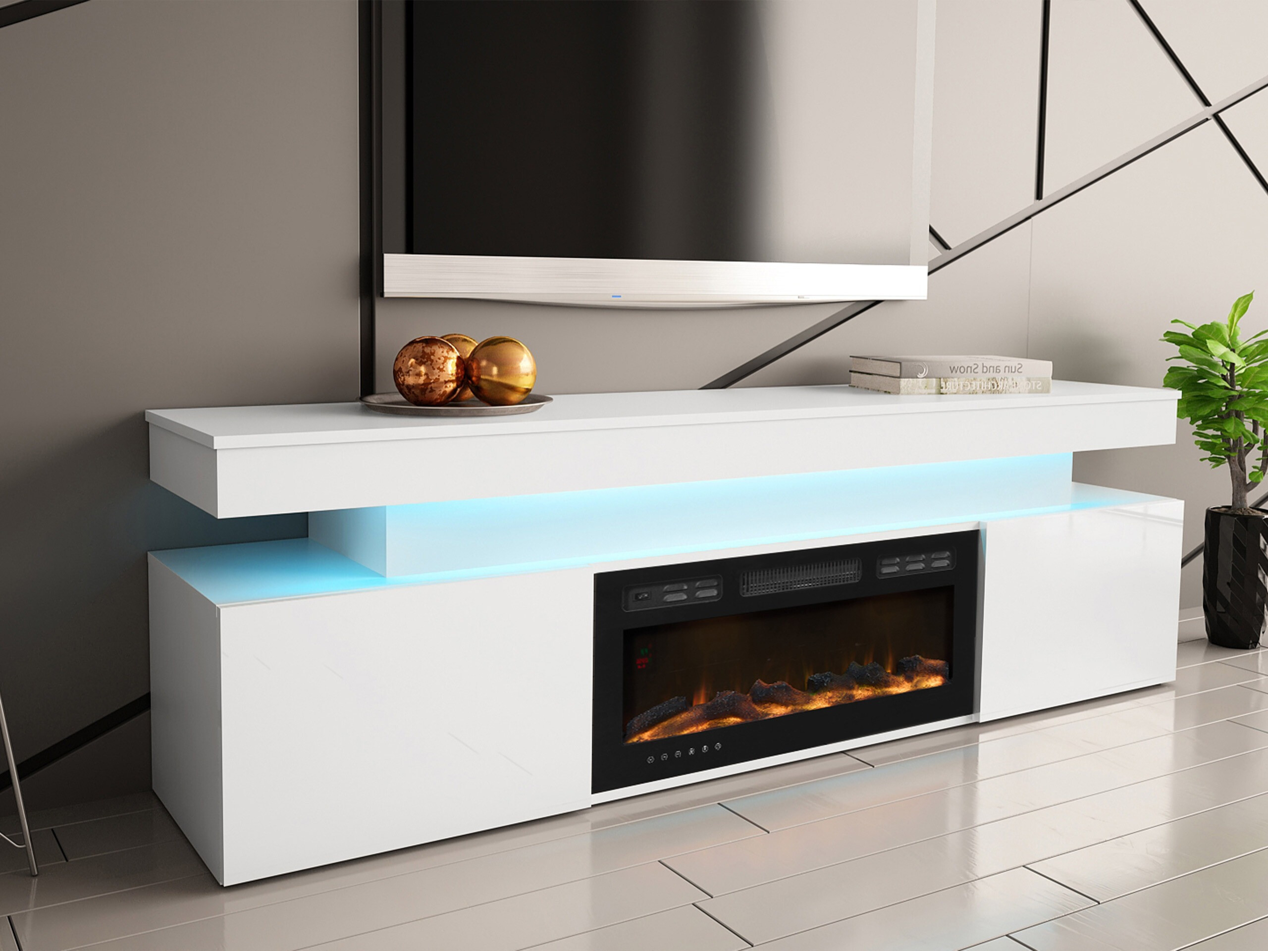 TV stol Monfero 104 (Bijela + Sjajno bijela)