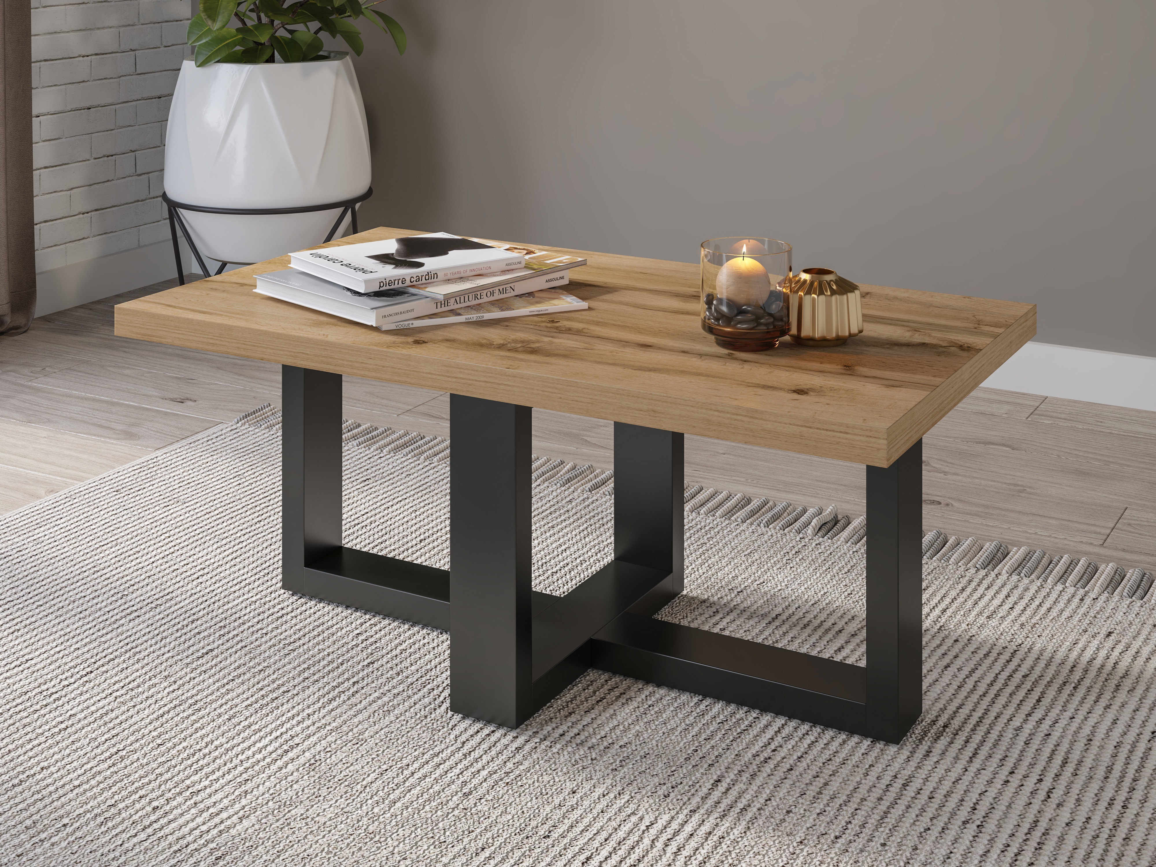 Stolić za kavu Austin 317 (Crna + Hrast Wotan)