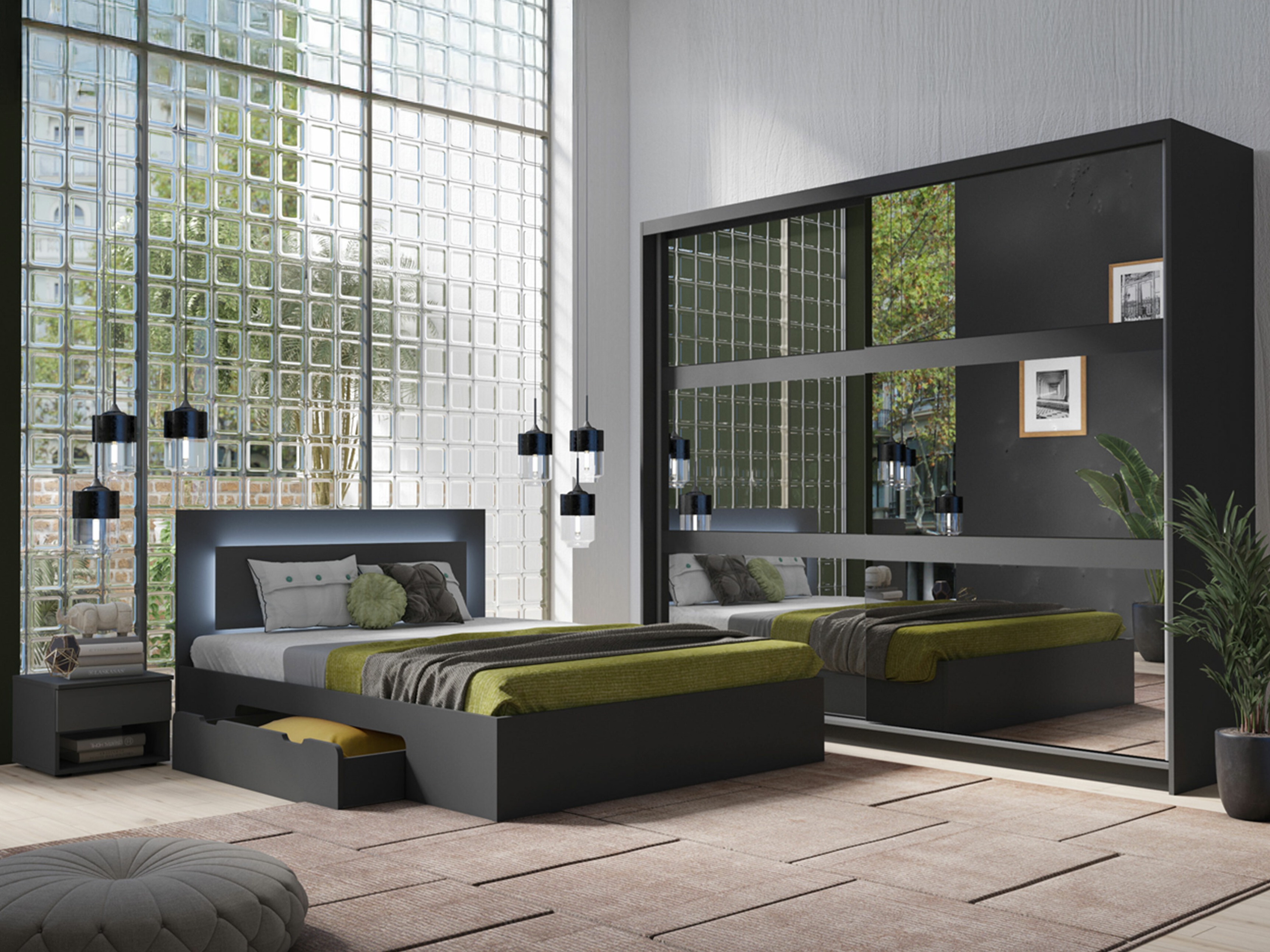 Set za spavaću sobu Odecira 104 (Grafit)