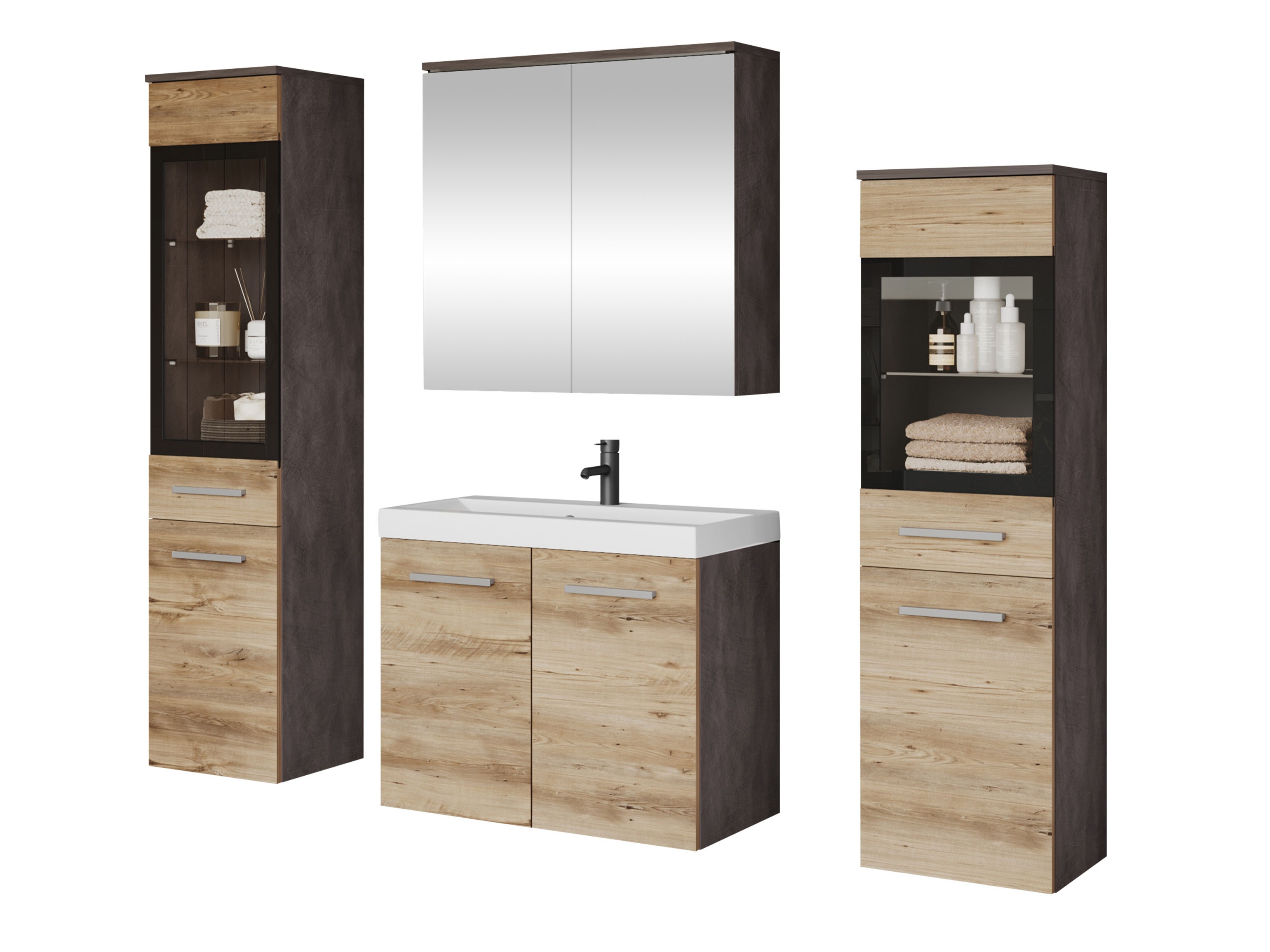 Kupaonski namještaj Scientia III (Siva Matera + Kesten)