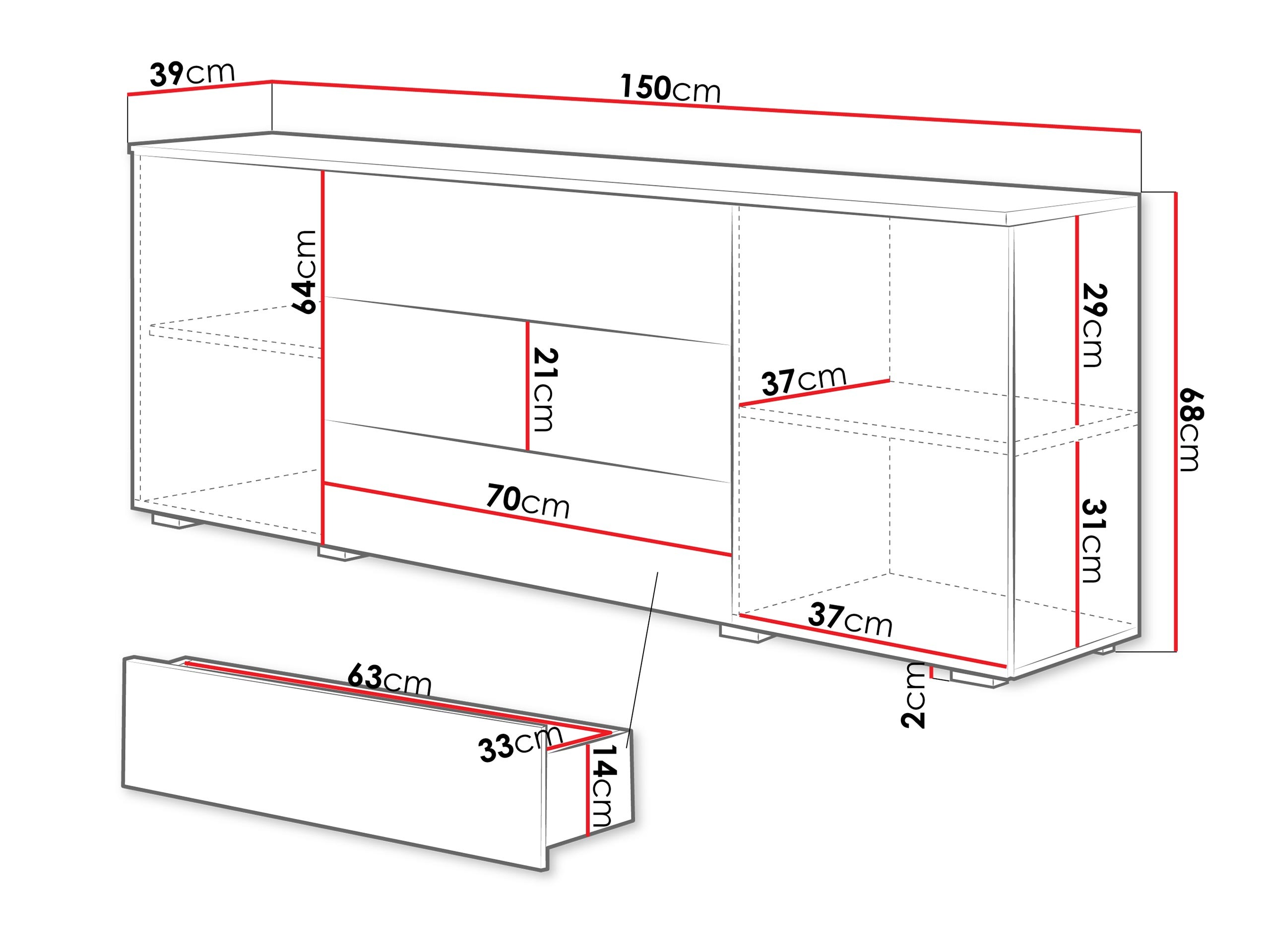 Komoda Sarasota 129 (Siva Matera + Kesten)