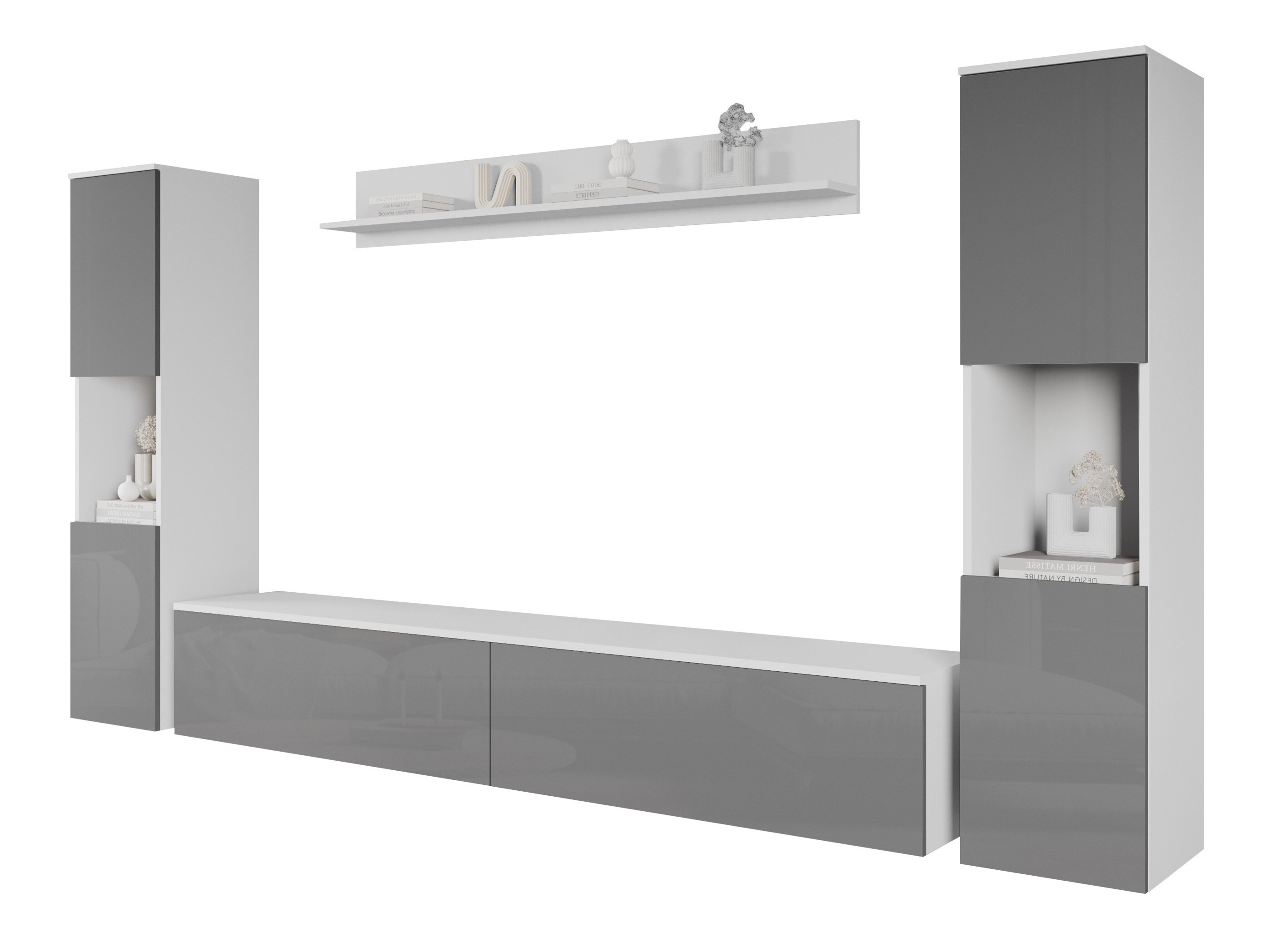 Set za dnevni boravak Sarasota 131 (Bijela + Sjajno siva)