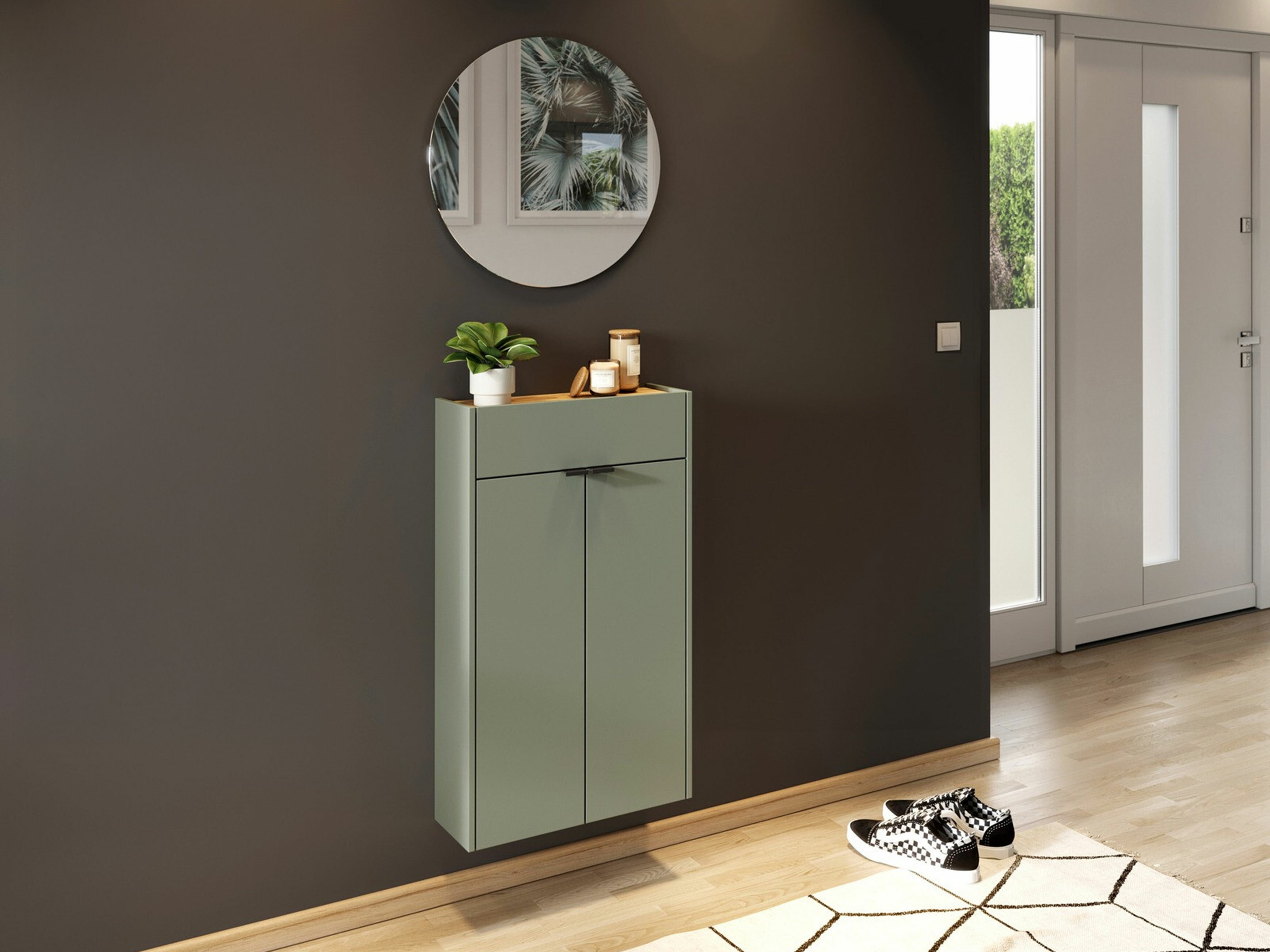 Set za hodnik Cirsale 104 (Zagasito zelena + Navarra hrast)