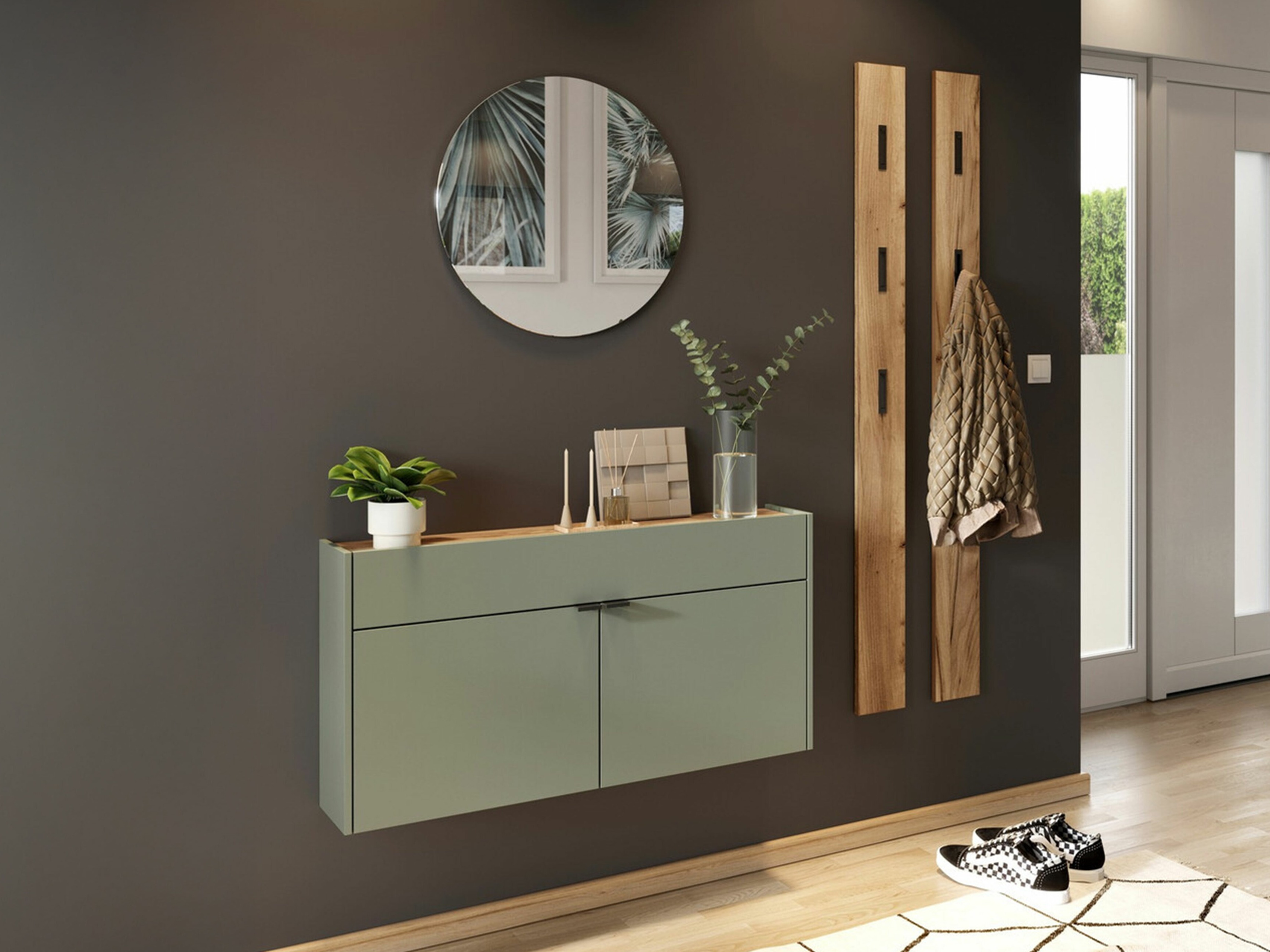 Set za hodnik Cirsale 106 (Zagasito zelena + Navarra hrast)